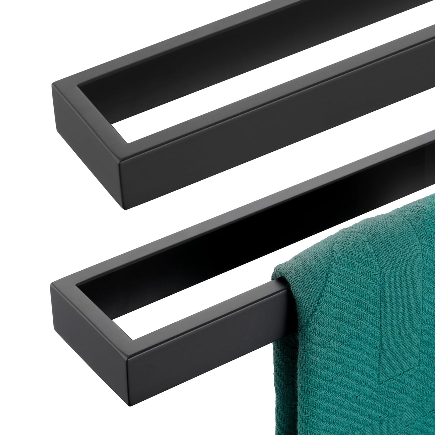 KOKOSIRI Towel Holder Matte Black Bath Towel Bars 24-Inch Kitchen Rack Stainless Steel for Bathroom Hardware Wall Mounted, 2 Pack B4008BK-L24-P2