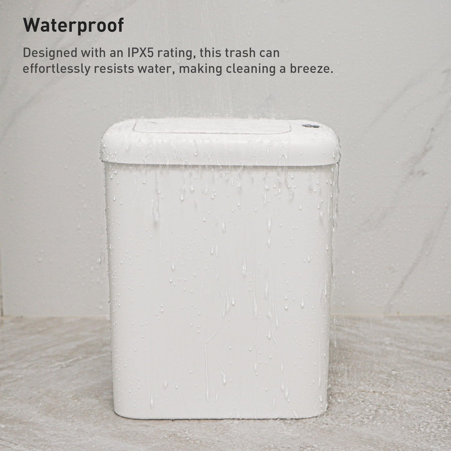 EKO Automatic Bathroom Trash Can with Lid, 2.6 Gallon Slim Touchless Garbage Can, Waterproof Motion Sensor Trash Bin for Bathroom, Office, Kitchen, White