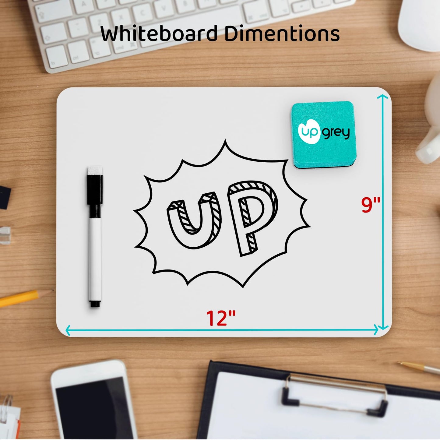 Dry Erase Lapboards 32 Pack, Double-Sided Small White Board for Classroom Student, 9"x12" Portable Dry Erase Board Bulk, Mini Whiteboard with 36 Pens, 36 Erasers & 36 Pen Holders, for Teacher Supplies