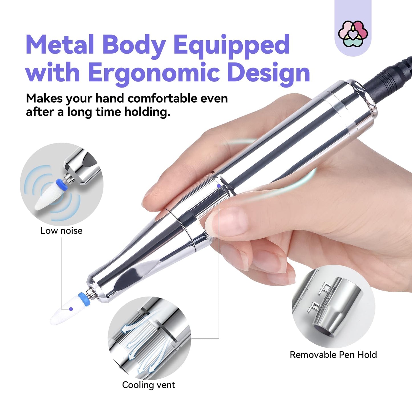 SAVILAND Electric Nail Drill Professional: 2024 Pro Future Tech 40000RPM Nail Drill Kit E File for Acrylic Nails Gel Polish Rechargeable 6000mAh Portable Nail Filer Drill Bits Salon Manicure Pedicure