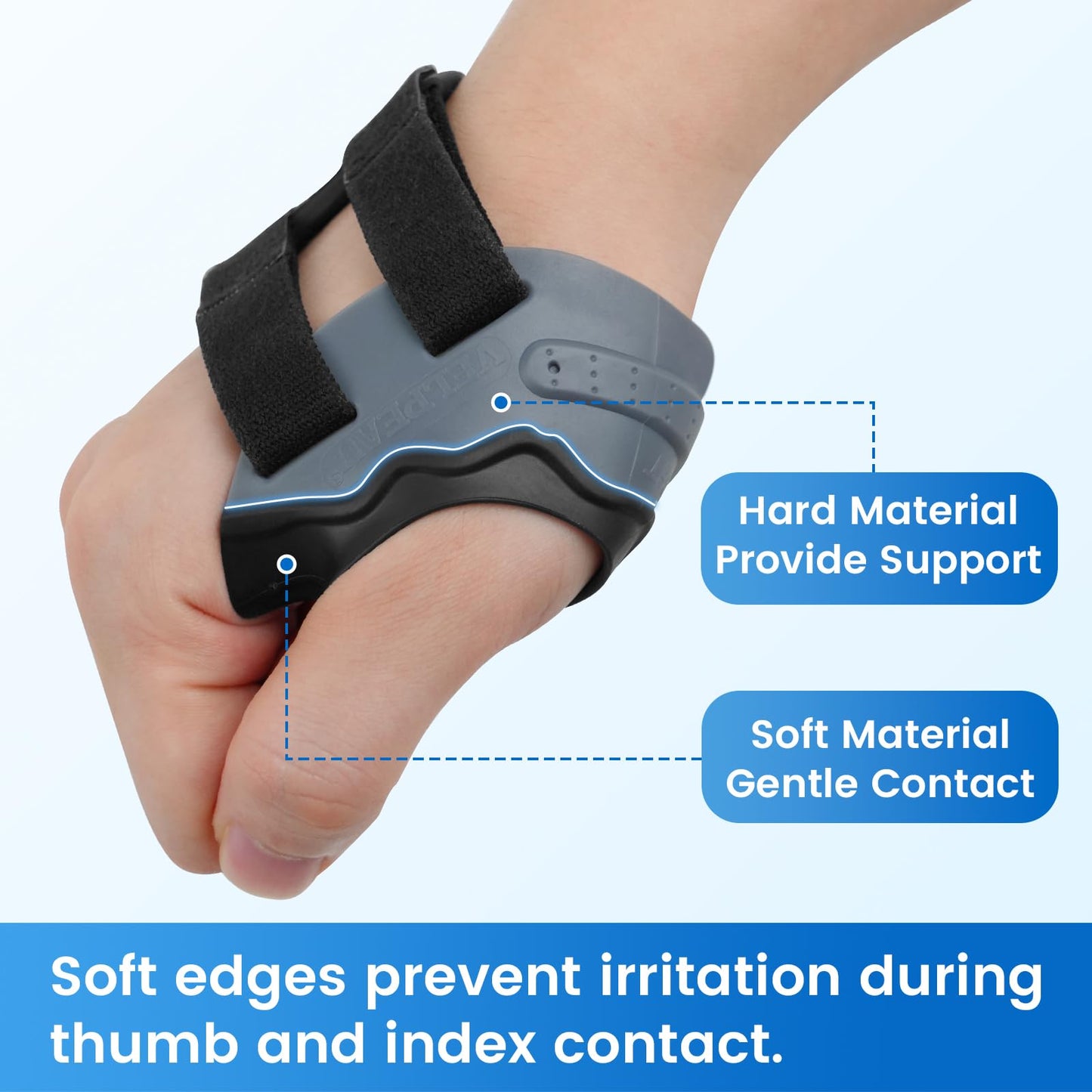 Velpeau CMC Thumb Brace for Arthritis Pain and Support, with High Elasticity and Anti Slip Wrist Strap, Comfortable Thumb Splint Stabilizer for Osteoarthritis for Women and Men (Grey, Right Hand, M)