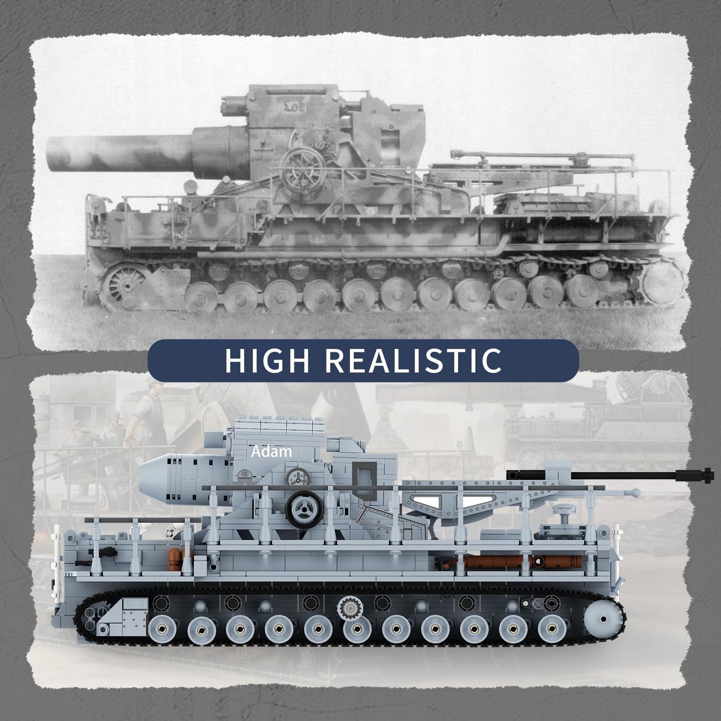 Karl Heavy Mortar Tank Building Block Set 2875 Pieces, Compatible with Lego Military Army Set for Adults WW2 German Mortar Model Kit with Ammo Tractor, 1: 26 Scale Vehicles Model Home Decor