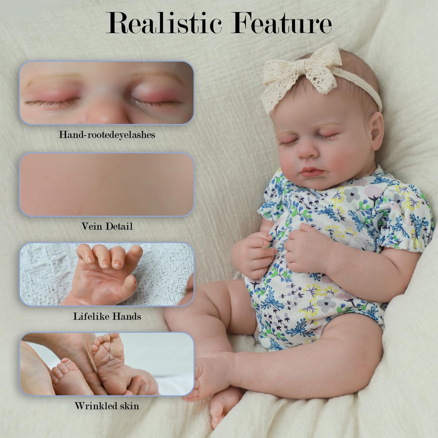 SCOM Lifelike Reborn Baby Dolls Loulou - 20 Cute Realistic Silicone Baby Girl, Weighted Full Vinyl Body Newborn Doll with Accessories for Ages 3+ | Premium Gift