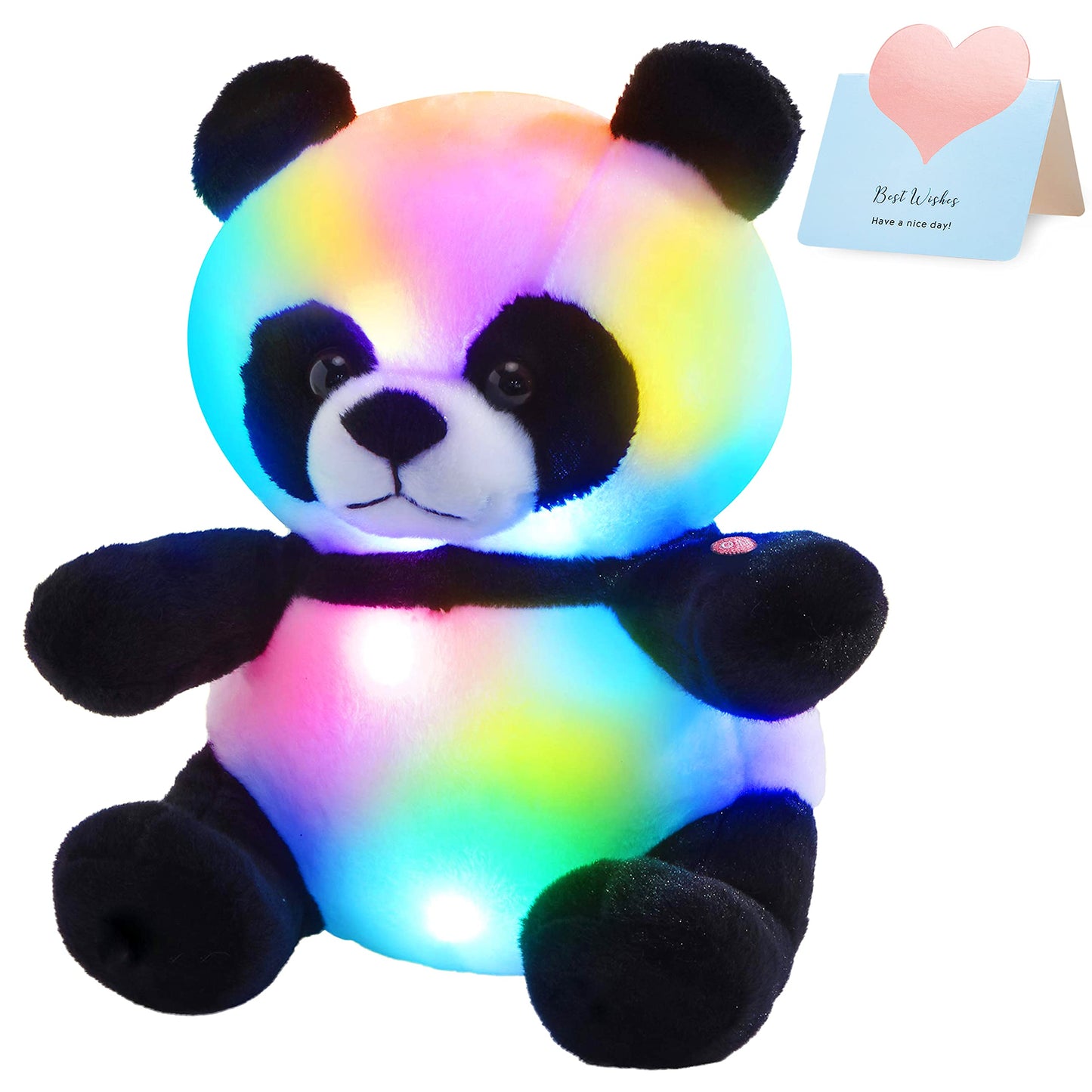 Wewill Light up Panda Stuffed Animal LED Panda Bear Soft Plush Toys Glow in Dark Bedtime Companion with Night Lights Birthday for Toddler Kids, 12''