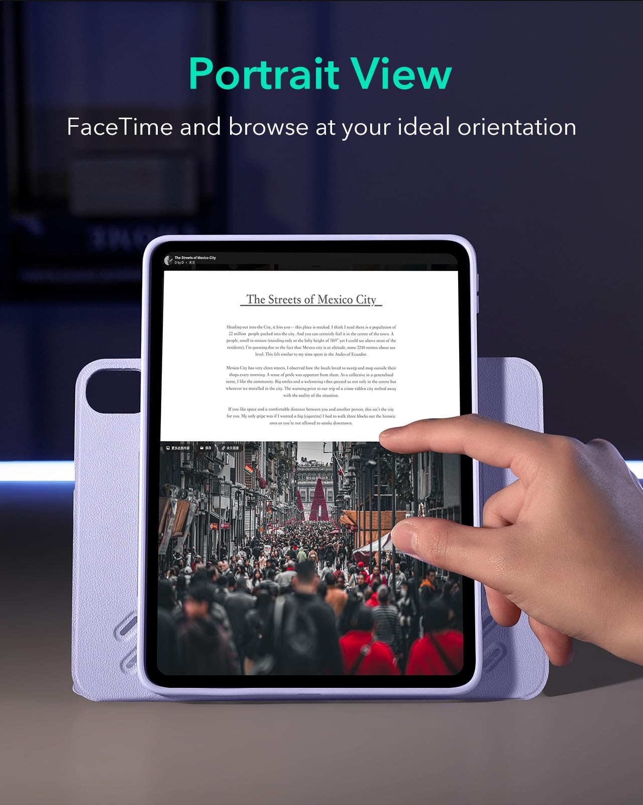 ESR for iPad Air 11 Inch Case M3/M2 (2025/2024), iPad Air 5th/4th Gen Case (2022/2020) 10.9 Inch, Removable Magnetic Cover, Adjustable Portrait/Landscape Stand, 9 Standing Angles, Light Purple