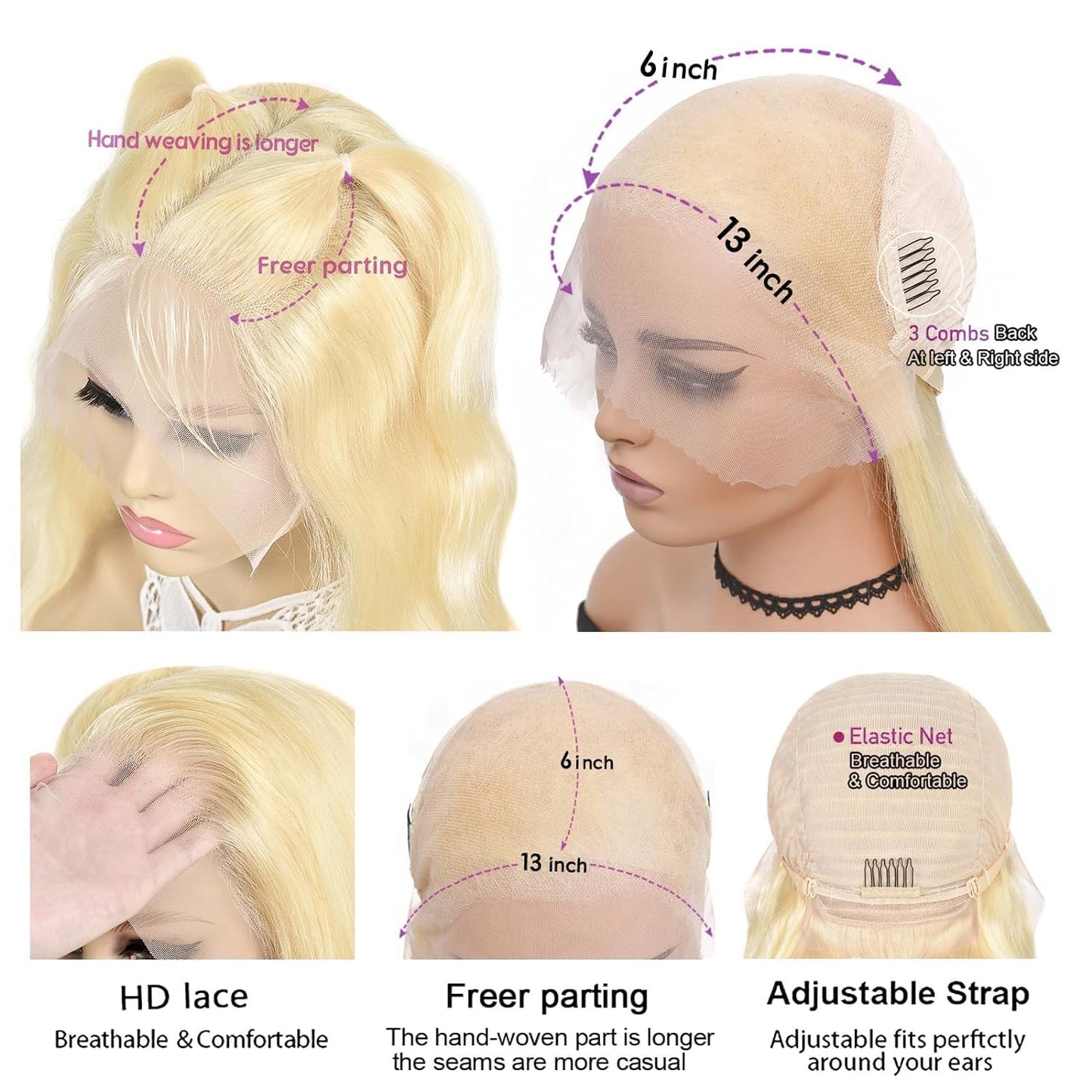 Nicele Ann 30 Inch 613 13x6 Lace Front Wig Human Hair 200 Density 613 Lace Front Wig Human Hair Straight Blonde Wig Human Hair Blonde Lace Frontal Wigs Pre Plucked (30 Inch, 613 13x6 Straight)