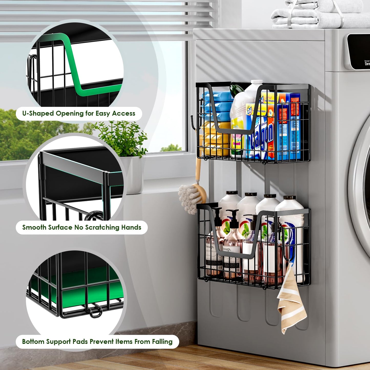 YIWANFW 2 Set Magnetic Shelf for Fridge, Potato & Onion Storage Bins, Magnetic Fruit Basket for Refrigerator Pantry Kitchen Counter Laundry Organizer, Fridge Magnetic Spice Rack Magnet Fridge Storage