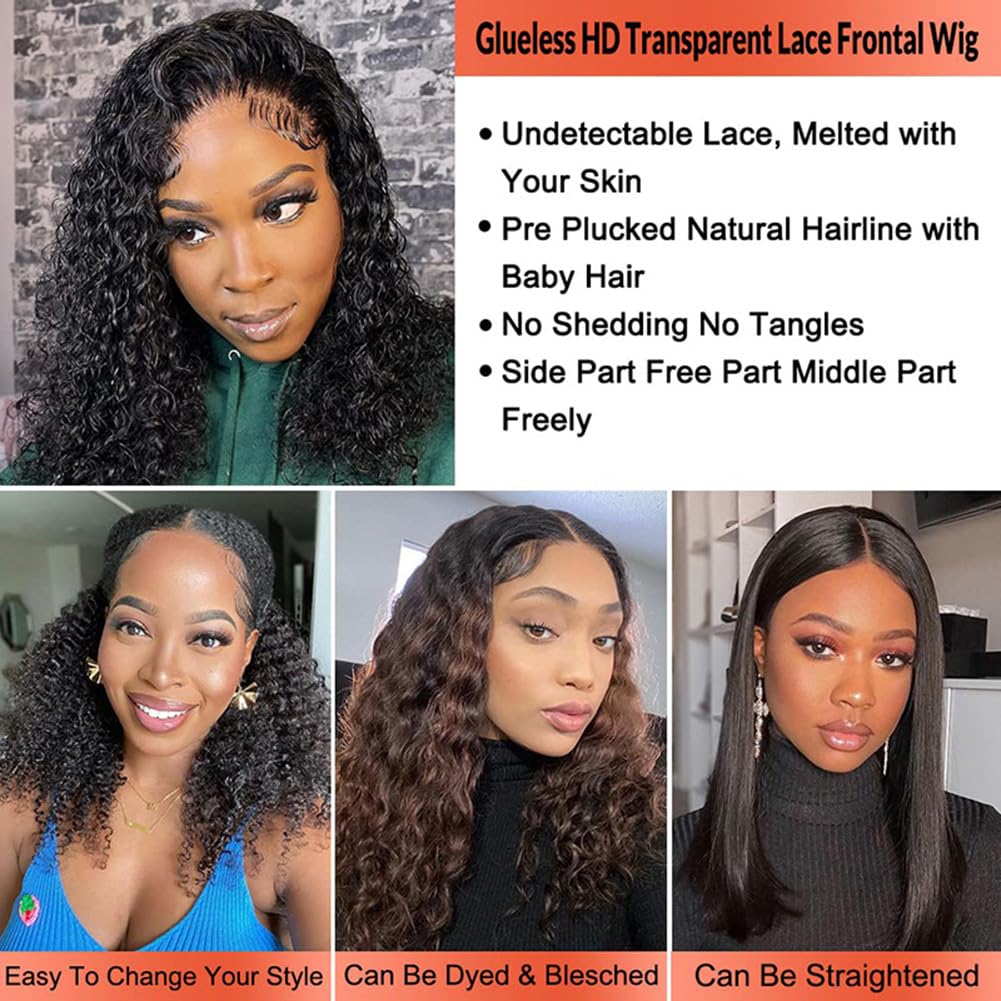 PRIMELACE Kinky Curly HD Lace Front Wigs Human Hair 18 inch Pre Plucked 13x4 Lace Frontal Human Hair Kinky Curly Wig with Baby Hair Kinkycurly Wig Human Hair 180 Density