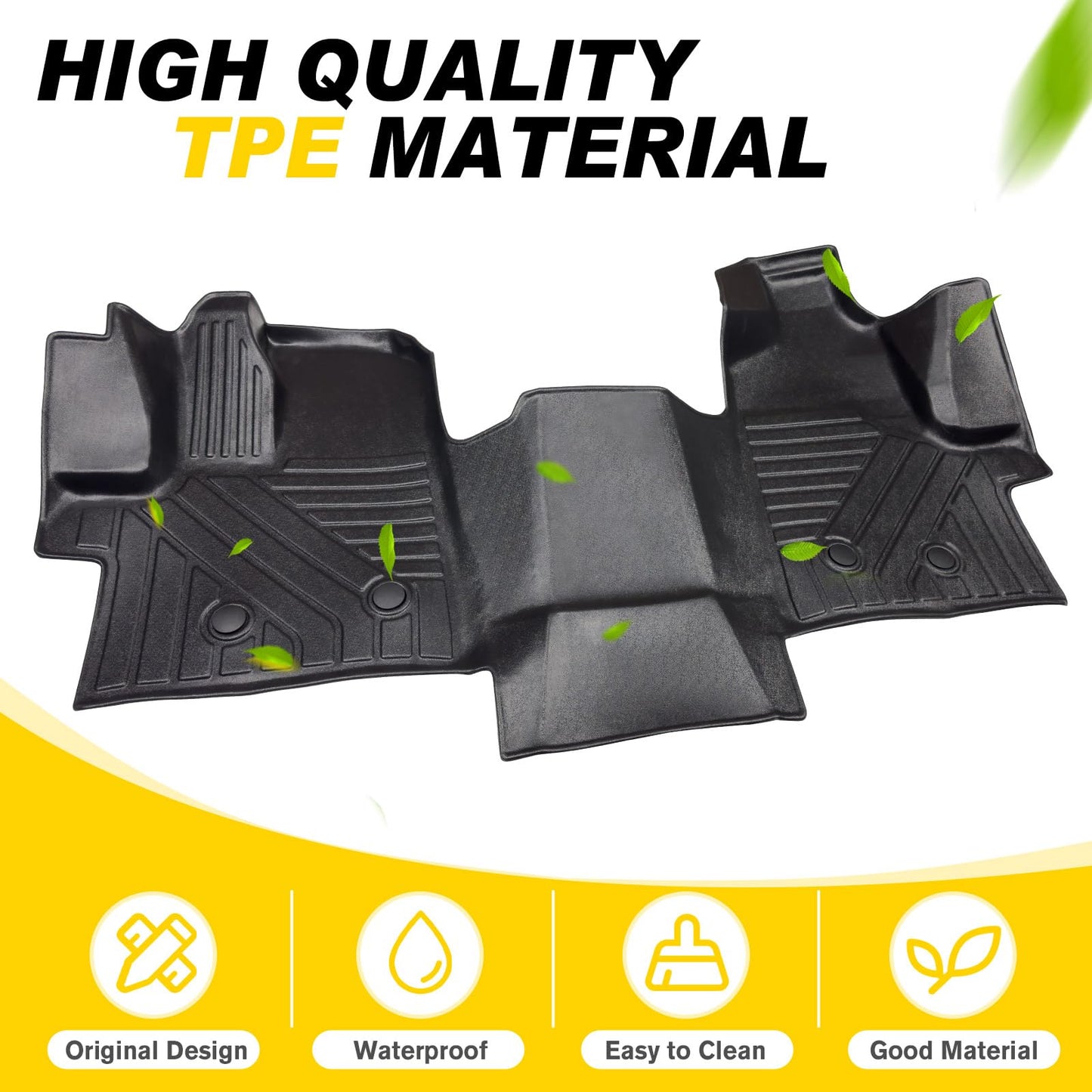 JTYZSM Floor Mat Front Liner Only for 2022-2024 Ford Transit(All Models with Vinyl Floors), All Weather TPE Cargo Mat for 2022 2023 2024 Transit Front 1st Row Accessories