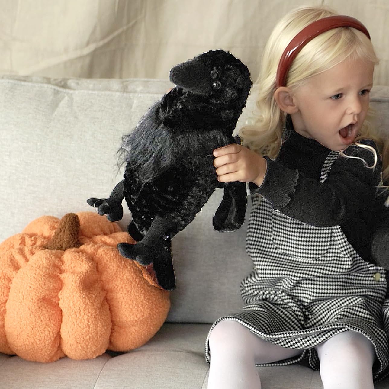 The Petting Zoo Raven Stuffed Animal Plushie, Gifts for Kids, Wild Onez Wildlife Animals, Black Raven Plush Toy 12 Inches