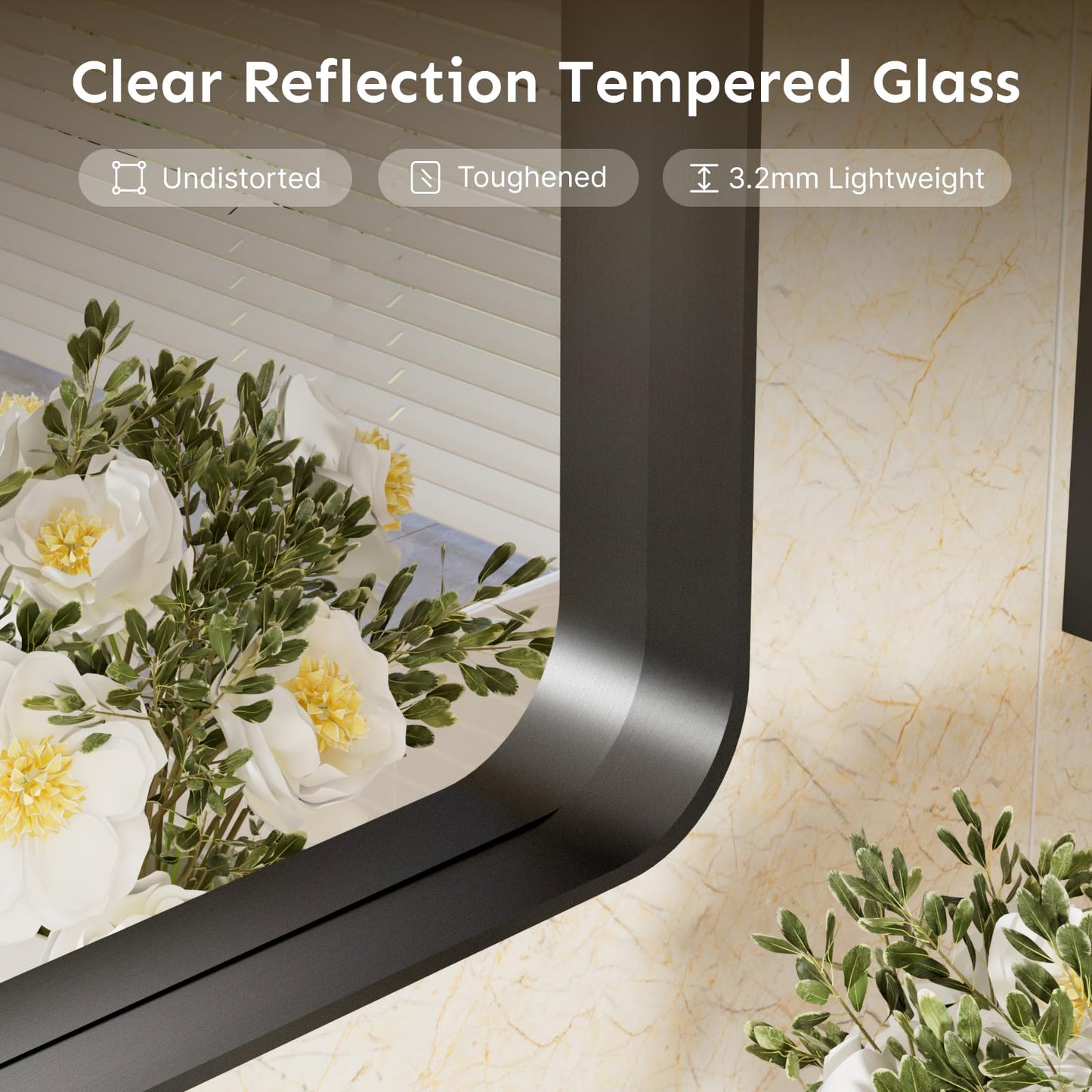 Kosmonia 20x16 Bathroom Vanity Mirror for Wall, Aluminum Framed, Farmhouse Rectangle, Anti-Rust, HD Reflection Anti-Desilvering, Distortion Free, Tempered and Shatter-Proof Wall Mounted Mirror, Black