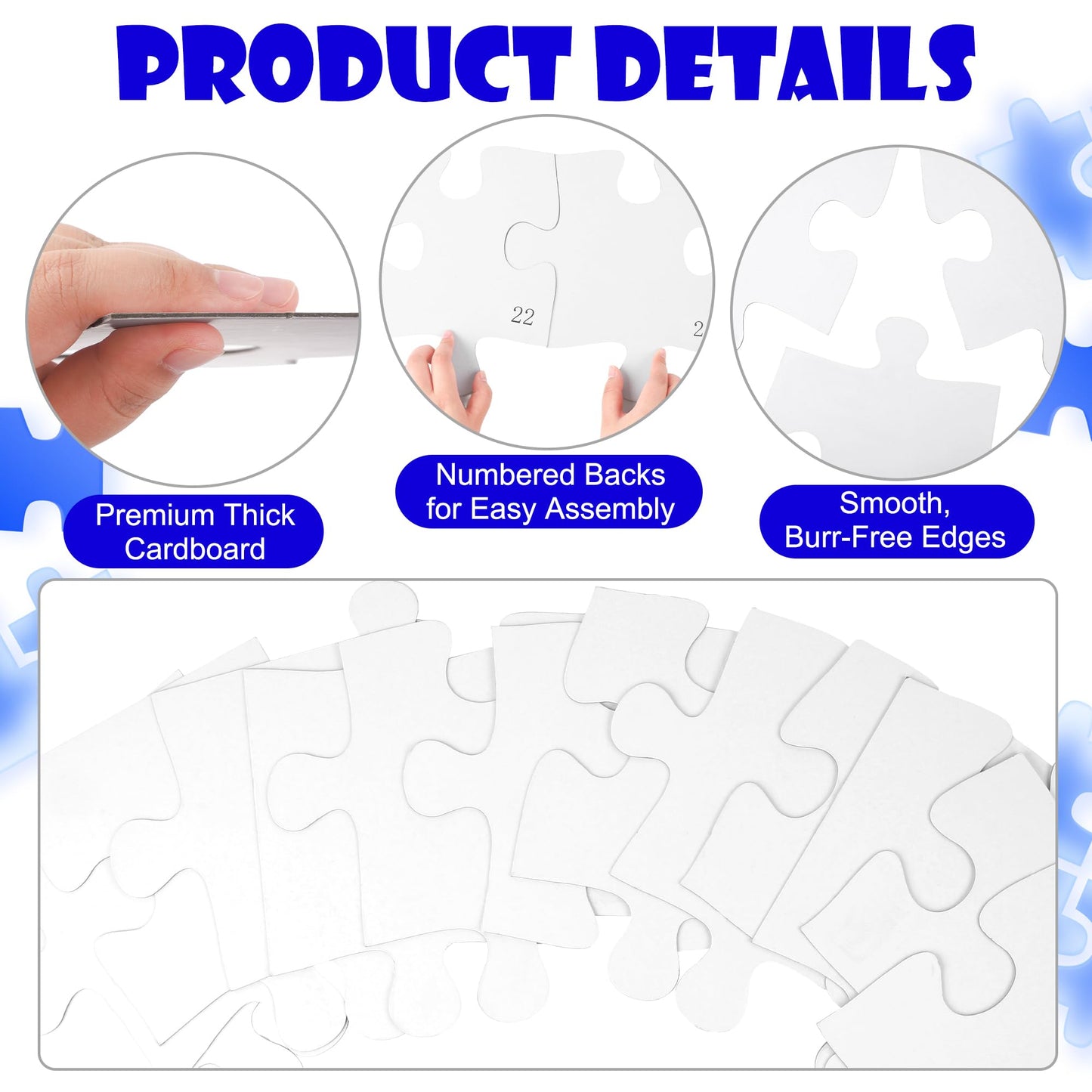 Aneco 30 Pieces Large White Blank Puzzles, 9 x 8 Inch Blank Paper Double Puzzle Pieces, DIY Make Your Own Jigsaw Puzzle to Draw On for Drawing Coloring Painting Arts and Crafts Projects, Party Favors