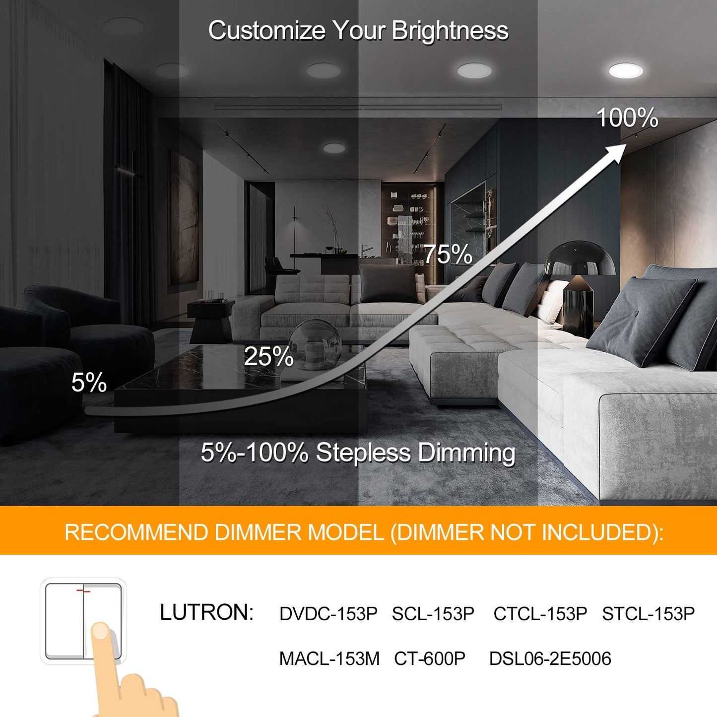 6 Pack 8 Inch LED Recessed Lighting with Junction Box Ultra-Thin, 3000K/4500K/6000K Selectable, 8" Dimmable Canless LED Downlight, 1800LM CRI80 High Brightness 5%-100% Recessed Light…