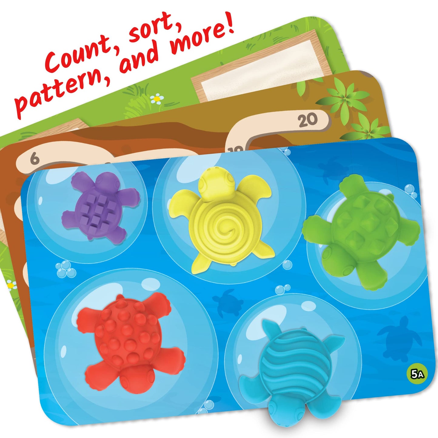 Learning Resources Maths Activity Set Tactile Turtles Numbers Learning for Toddlers, Math Counter for Children, Colour Sorting Toy, Sensory Game with Turtles, Montessori