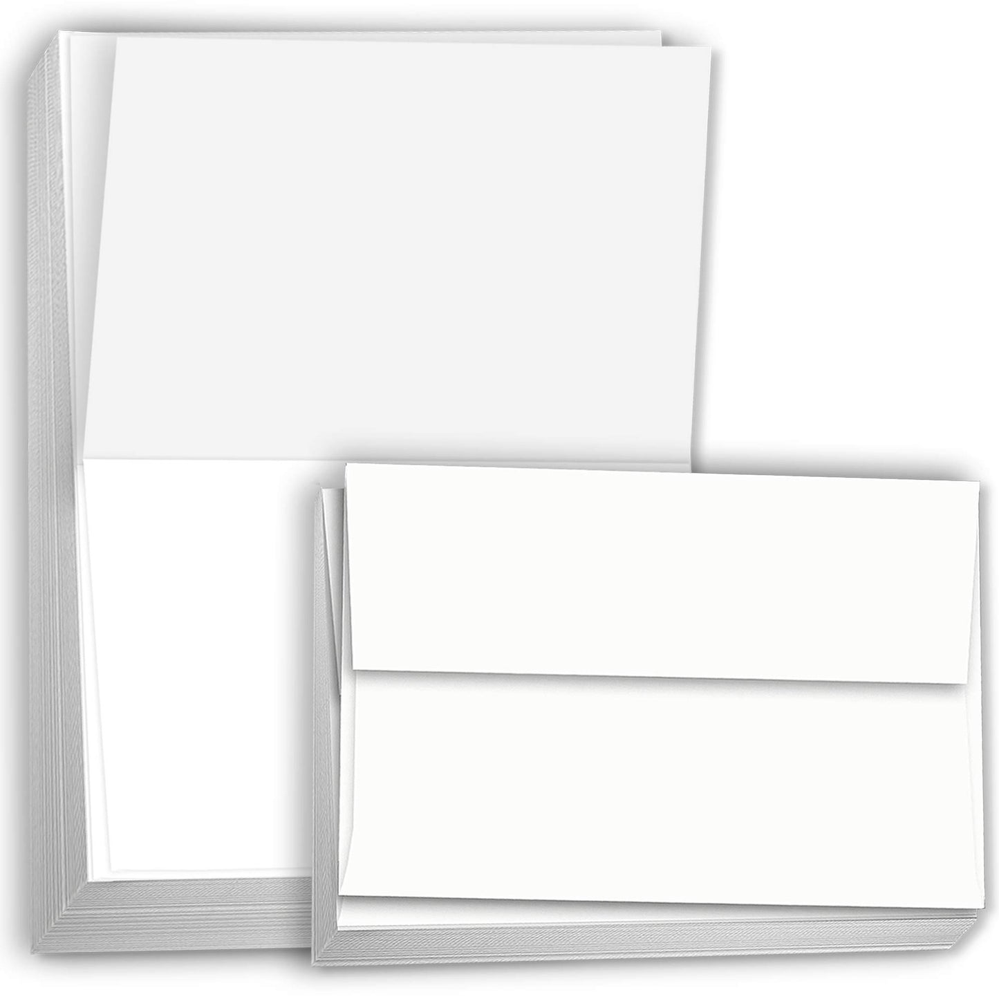Hamilco White Cardstock Paper, Folded Cards with Envelopes – 5.5" x 8.5", 80 lb Cover, Blank Greeting & Invitation Cards, 100 Pack