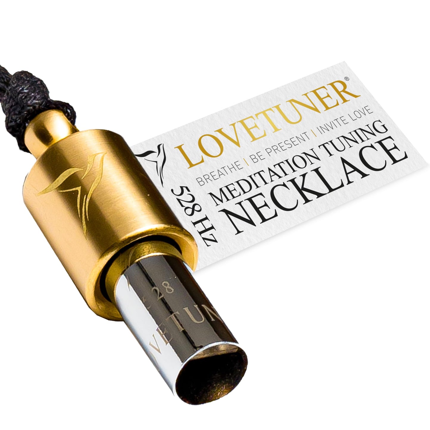 LOVETUNER Meditation Tuning Necklace 528 hz Frequency of Love | Mindfulness Device for Anxiety & Stress Relief (Waxed Cord Bronze)