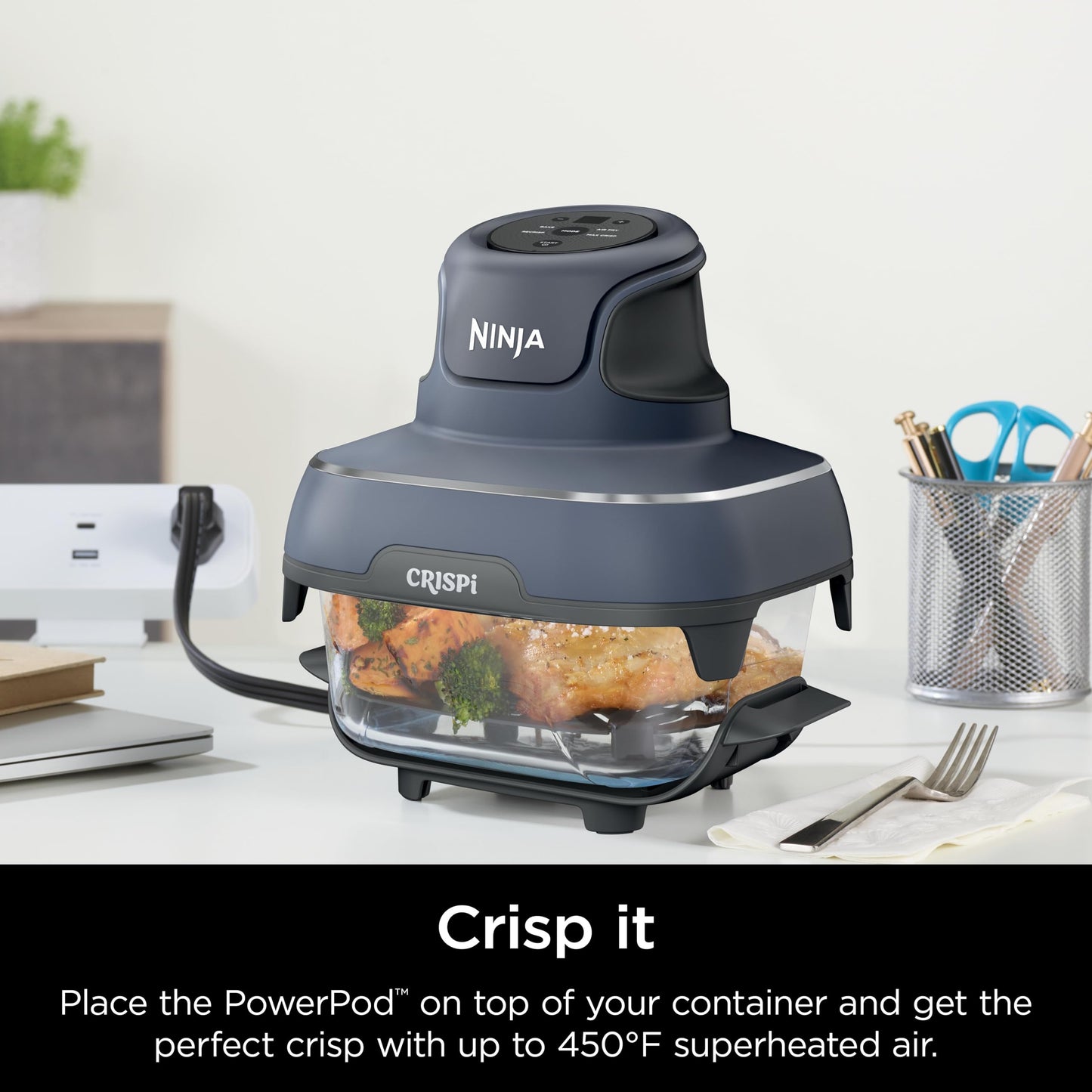 Ninja 6 Cup CleanCrisp Glass Container & Leak-Proof Storage lid, Compatible with Ninja Crispi® Portable Cooking System FN101 Only, Microwave, Freezer & Dishwasher Safe, PFAS & PTFE Free, XSKSFN6CUP