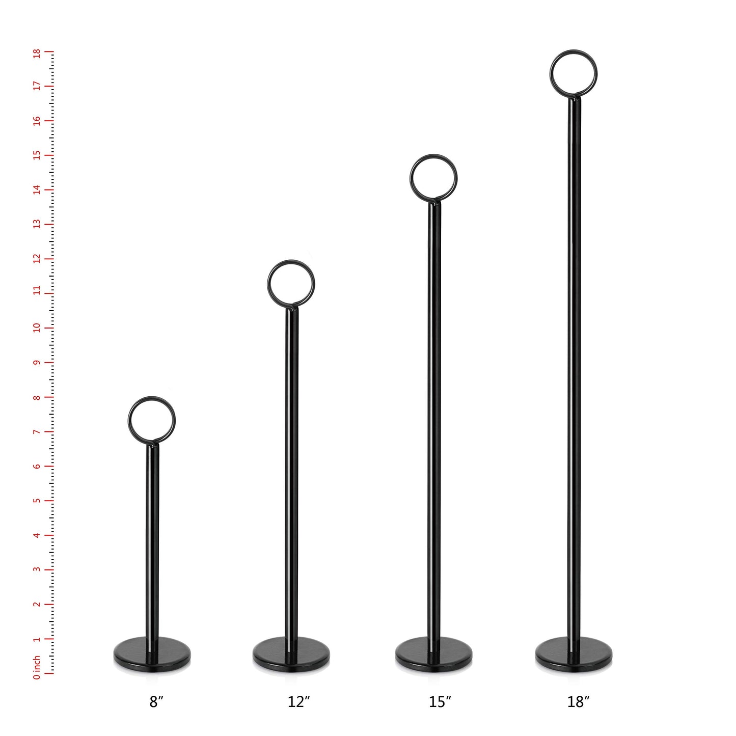 New Star Foodservice Ring-Clip Table Number Holder / Place Card Stand, 8 Inch, Black Finish, Set of 12