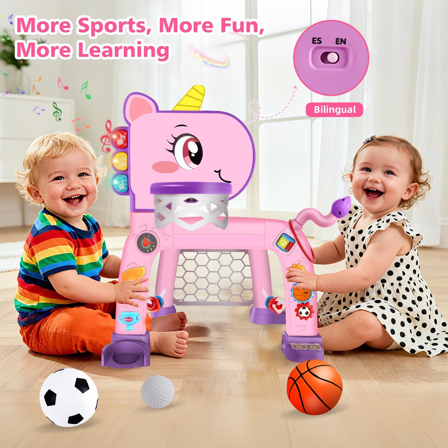 basketball hoop for kids soccer goal golf toy and ring Toss baby toys for 1 2 3 year old girls sports toys for kids with light and music unicorn toy