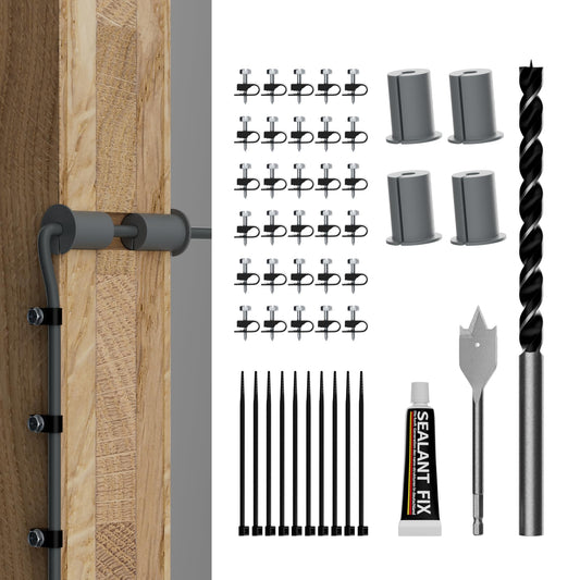 EAZUSE Starlink Cable Routing Kit for Gen 2 Gen 3 Starlink Cable Grommets Wall Pass Through Tool Kit for Roof Mounting Wall Mount Including 1" & 5/16" Drill Bit, Wire Clips Glue & Cable Ties
