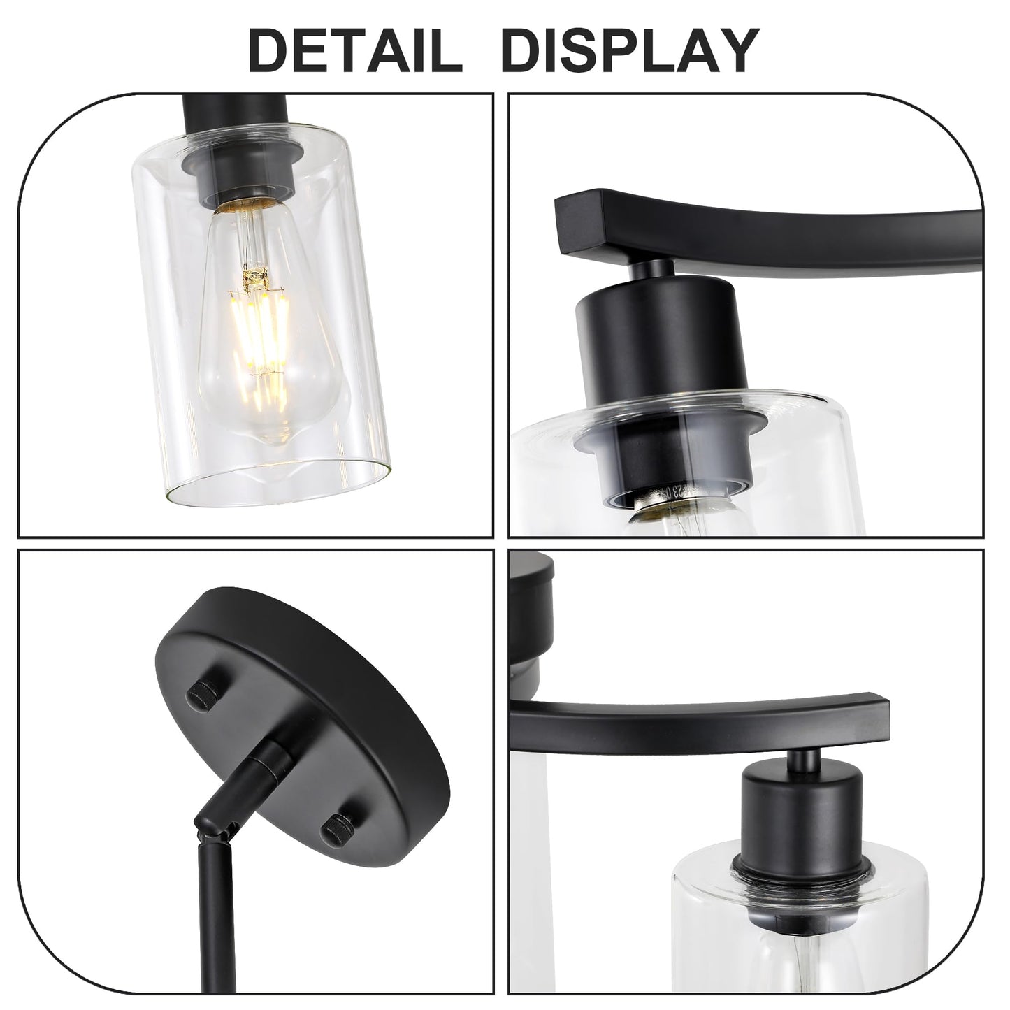 Syltherra 3 Light Modern Dining Chandeliers Over Table，Black Light Fixture for Dining Room，Farmhouse Chandelier with Glass Shade，Industrial Pendant Lights Kitchen Island，Foyer,Hallway, Bedroom