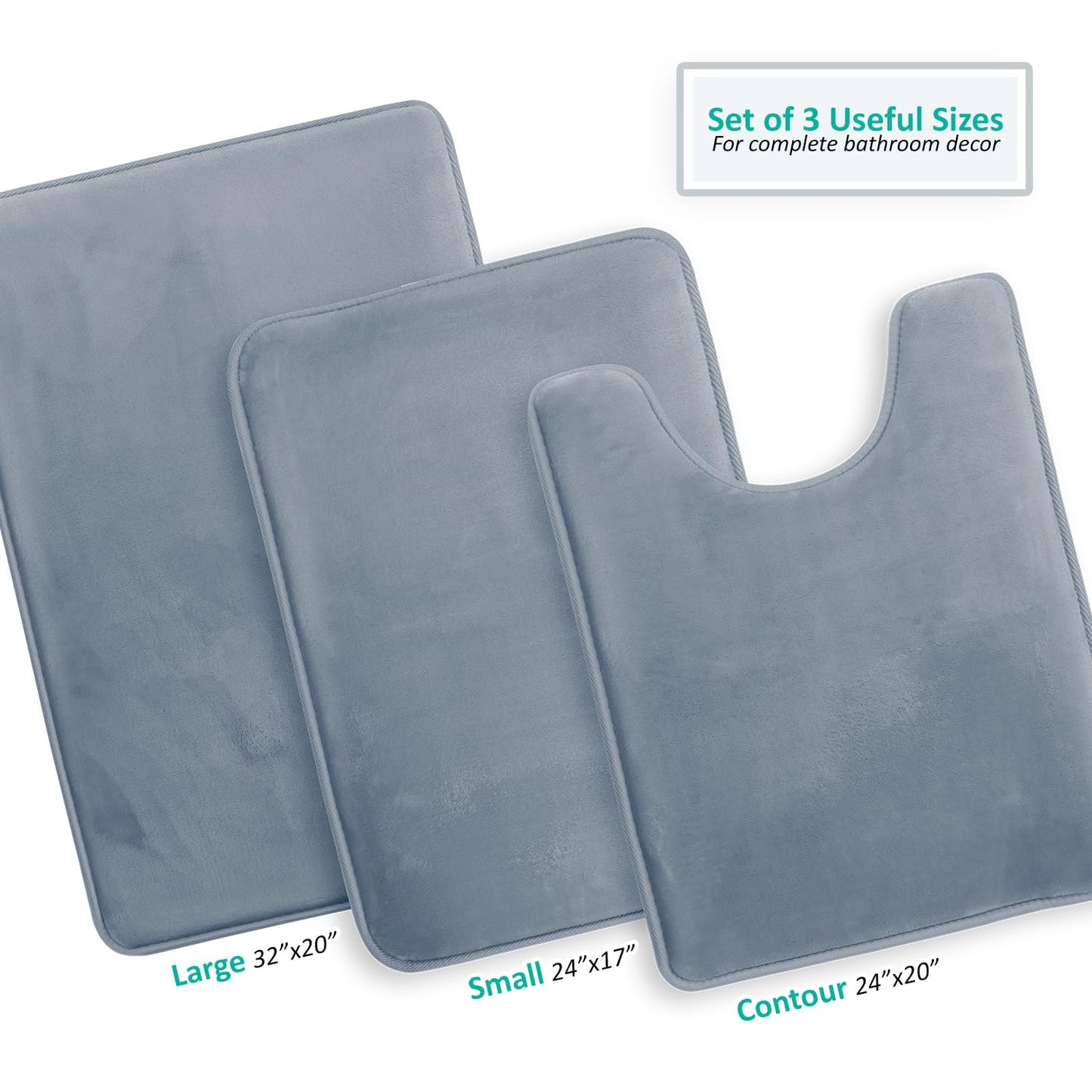 Clara Clark Bathroom Rugs, Velvet Memory Foam Bath Mat, Non-Slip Bath Rugs, Machine Wash, Dries Quickly, Ultra Soft Plush Bath Mats for Bathroom,