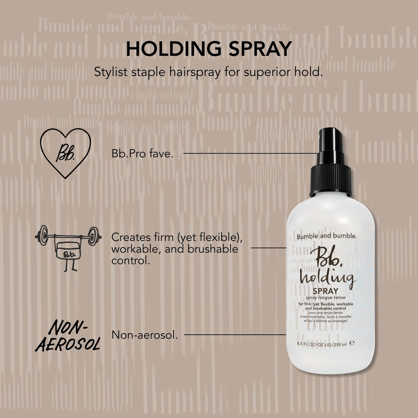 Bumble and bumble. Non-Aerosol Holding Hair Spray | For Firm Control | Curly, Wavy, Straight, 8.5 Fl Oz