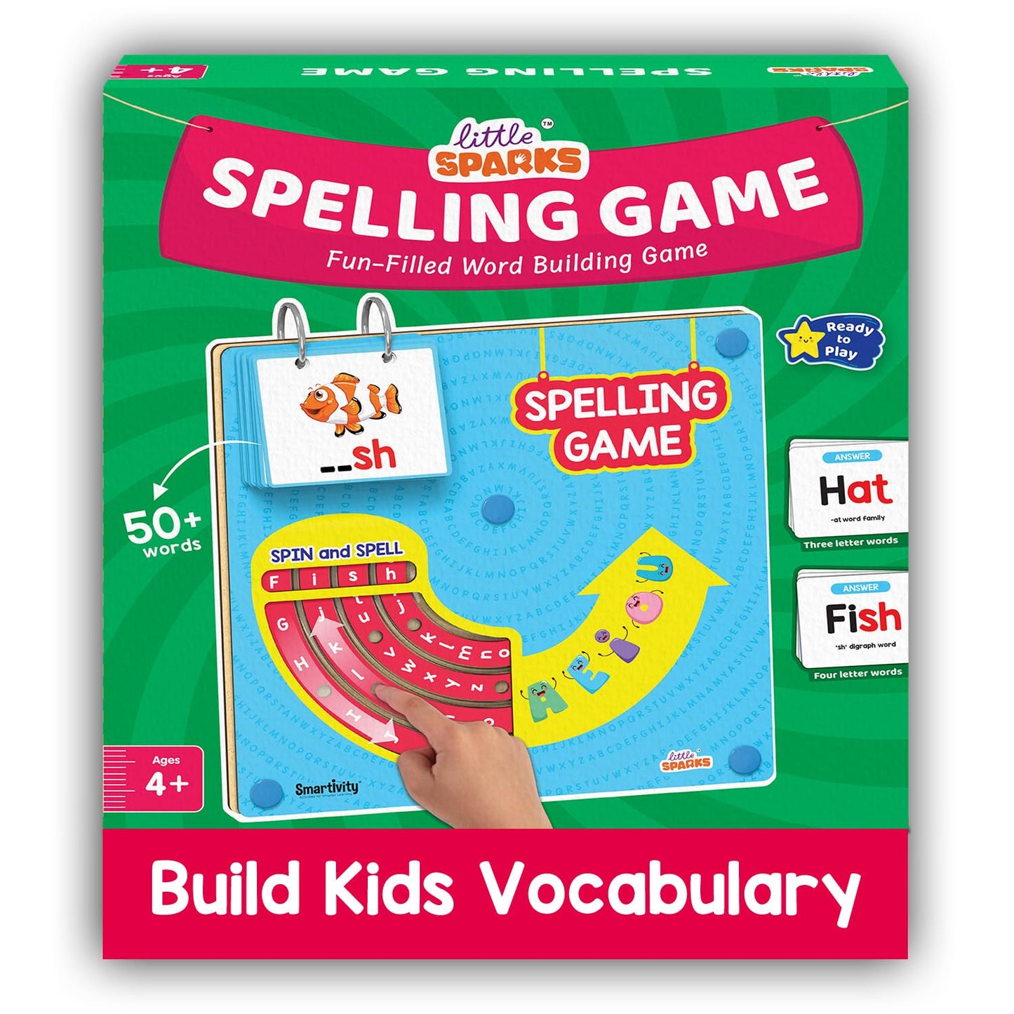 Smartivity Spelling Game I Early Vocabulary Building Learning Toy for Kids 4-8 Years I 50+ Picture Cards with Rotating Letter Wheels I Educational Birthday Gift for Boys & Girls 4,5,6,7,8, Years Old