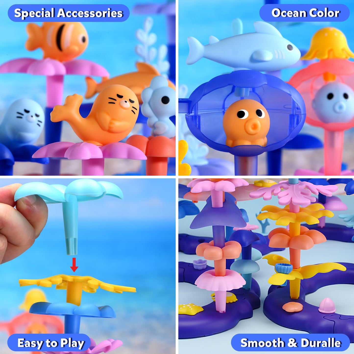 Doloowee 156 Pcs Flower Garden Building Toys for 3 4 5 6 7 8 Year Old Girls Sea Coral Stacking Toys Educational Toys for Toddlers