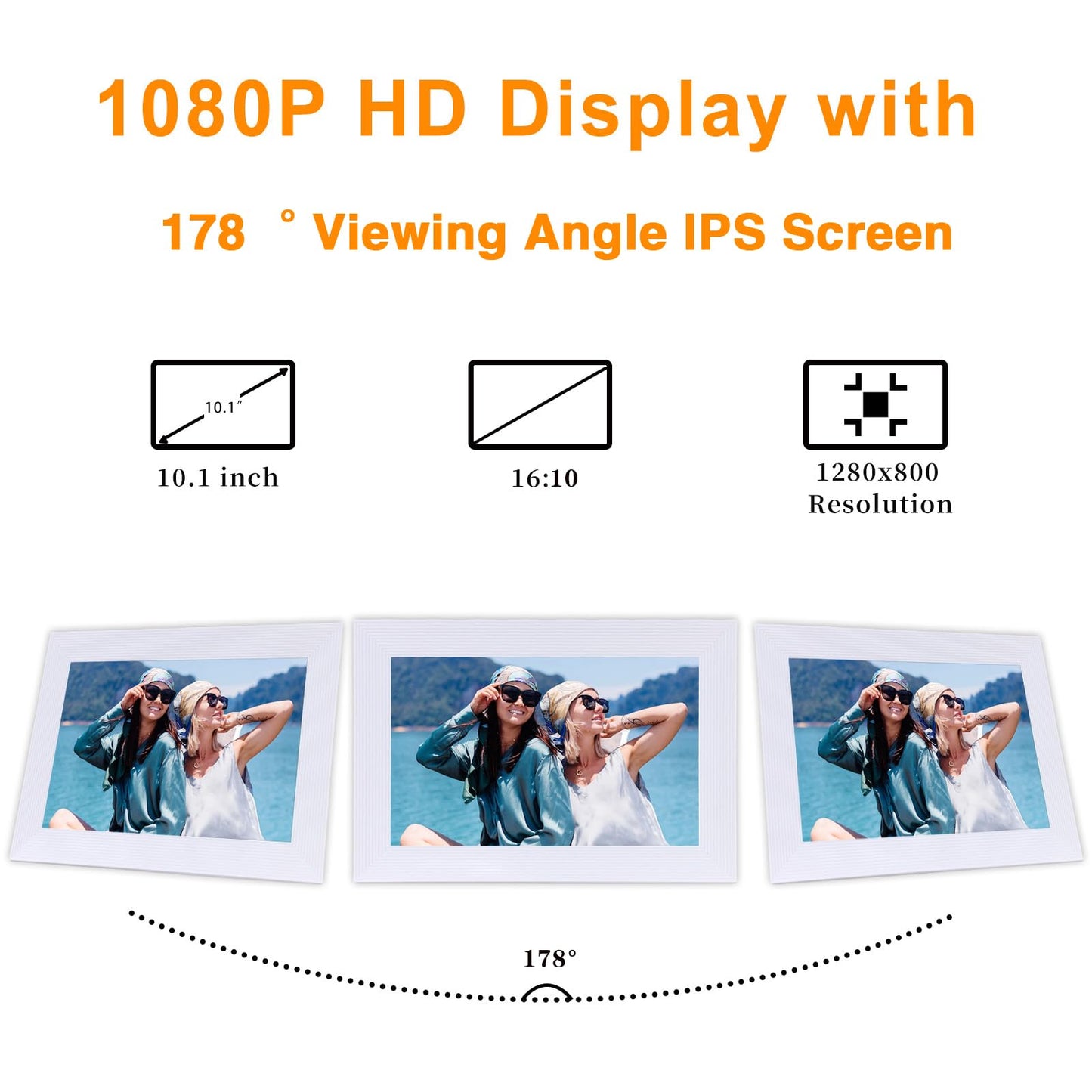 32GB Frameo Digital Frame WiFi Digital Picture Frames Load from Phone,Frameo 10.1 inch Smart WiFi Digital Photo Frame,1280x800 HD IPS LCDTouch Screen,Electronic Picture Frame Auto-Rotate-White