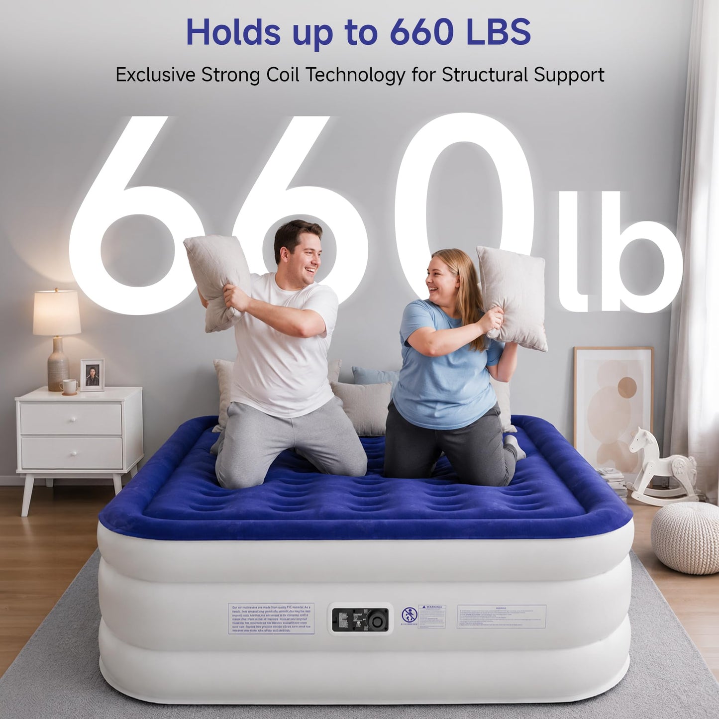 Sebor Air Mattress Twin with Built-in Pump 18", Comfortable Self-Inflating Air Mattress with High-Speed Pump, Durable Blow Up Mattress Twin with Storage Bag for Guests, Camping, Travel