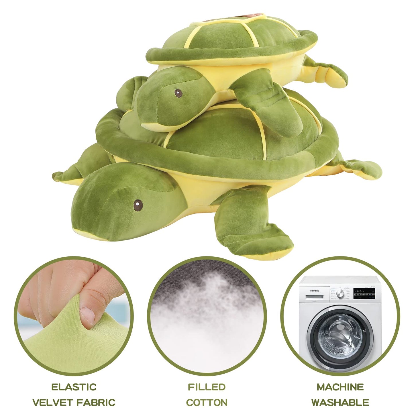 28 inch Big Green Sea Turtle Stuffed Animals Giant Soft Plush Toys, Large Ocean Turtle Plushies Body Pillow, Gifts for Kid Boys, Girls, Girlfriend, Birthday, Easter