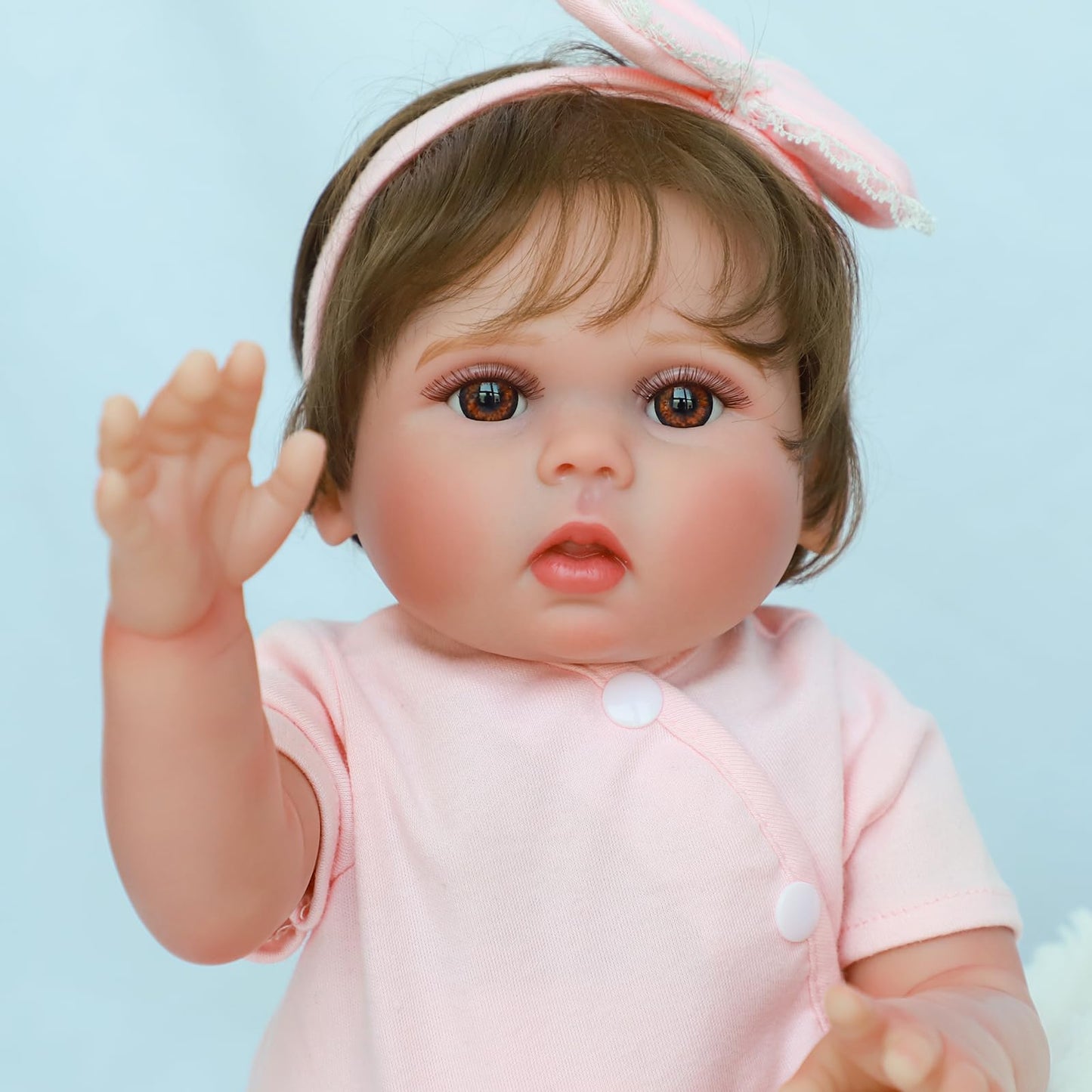 SCOM Reborn Baby Doll Girl - 18 Inch Realistic Baby, Real Life Dolls with Cloth Body & Vinyl, Newborn Lifelike Weighted Doll for Ages 3 4 5 6 + Year Old Gift