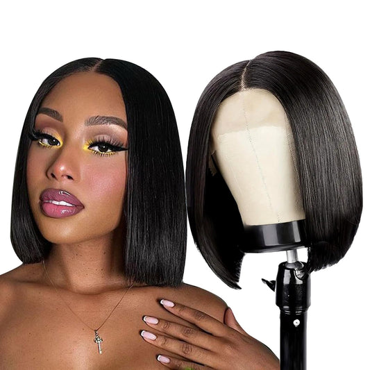 10Inch Bob Wig Human Hair 180 Density 13x4 HD Lace Frontal Short Straight Bob Wigs Human Hair Pre Plucked with Baby Hair Straight Bob Frontal Wigs For Women