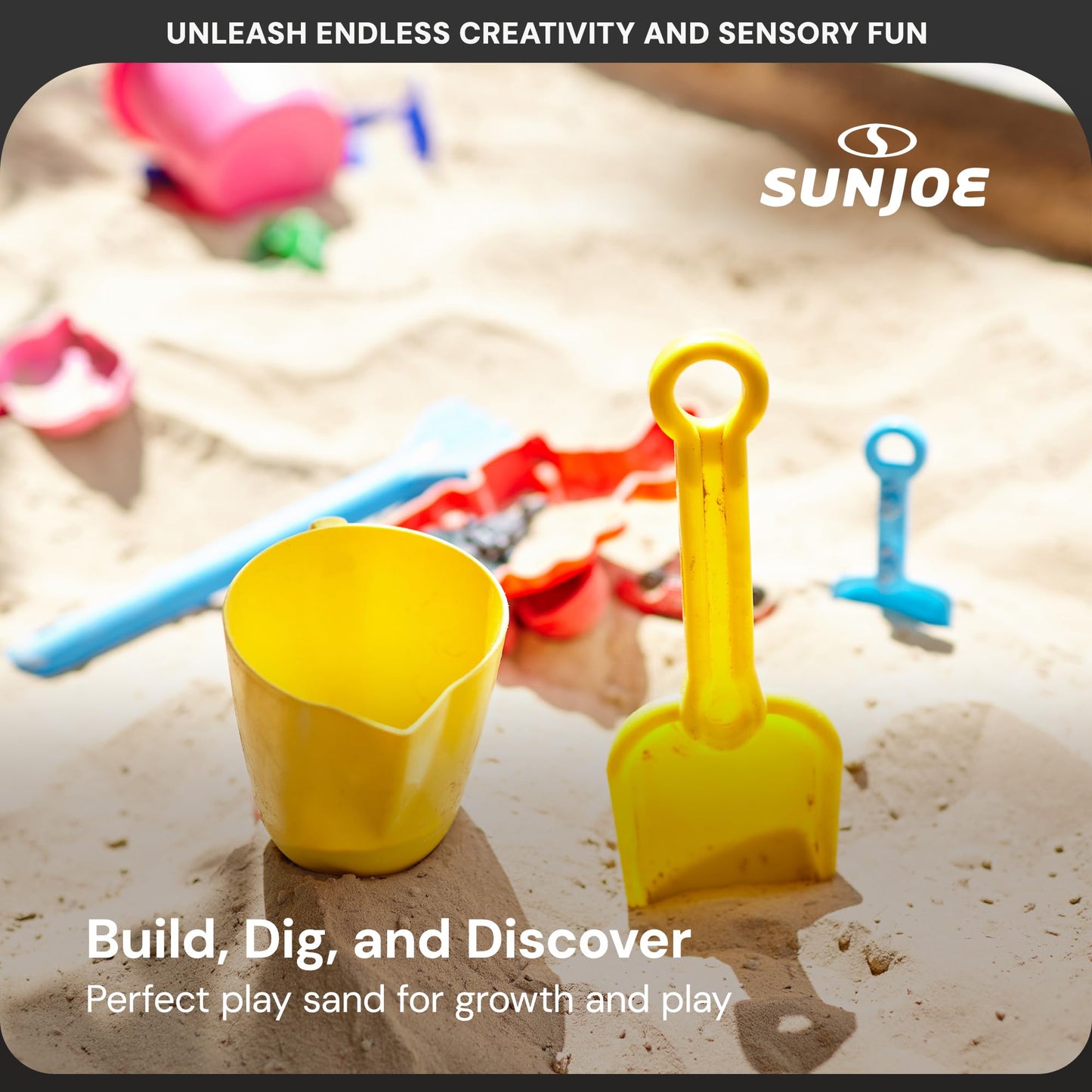 Sun Joe 2 Pack Silica Play Sand for Sandbox, Sensory Table & Garden Spaces, Ultra Fine, 50 Lbs - Natural Craft Accessory for Molding, Digging & Sculpting - Ideal for Indoor and Outdoor Use
