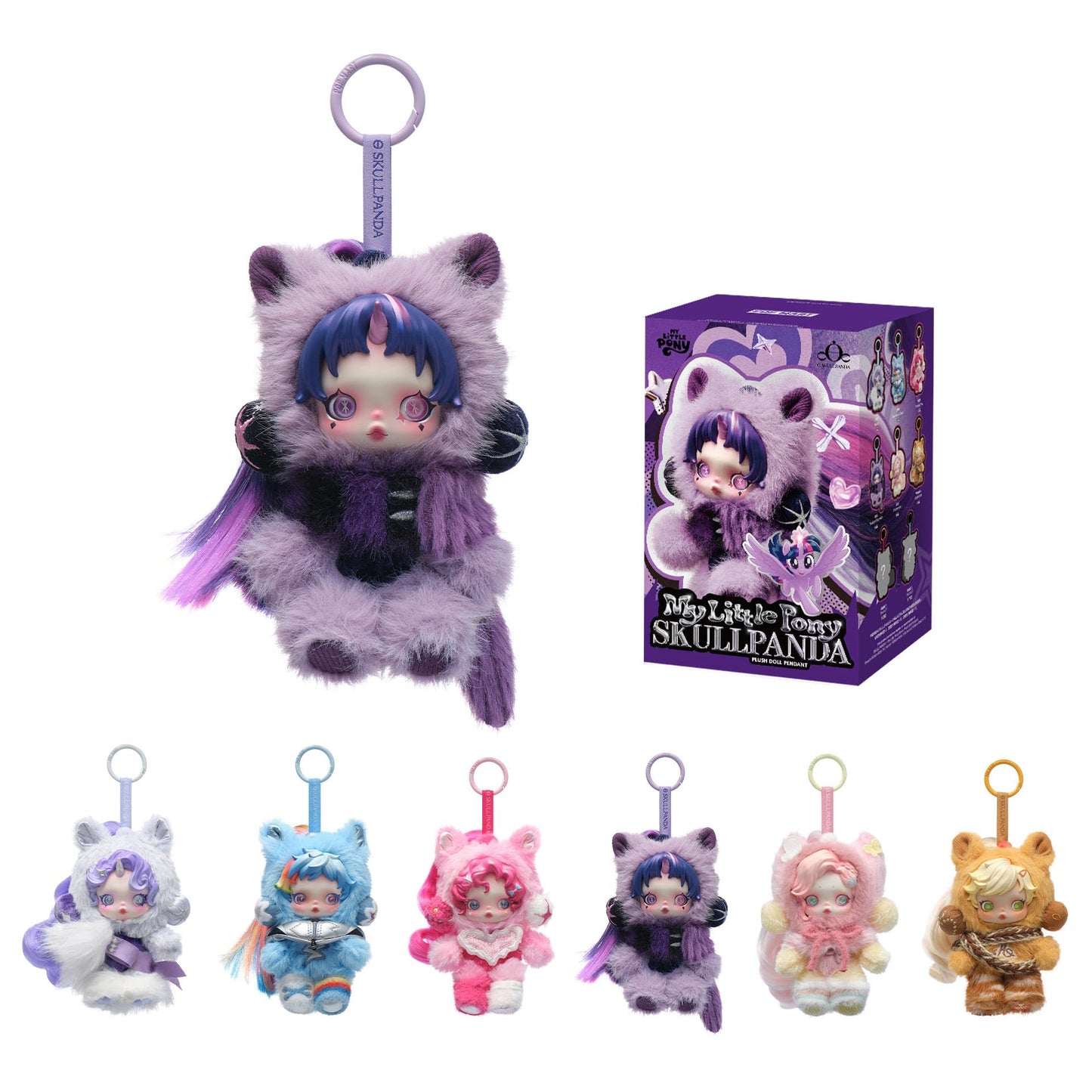 POP MART SKULLPANDA × My Little Pony Series Plush Doll Pendant, SKULLPANDA Blind Box Action Figures, Random Design Collectible Toys for Home Decor, Birthday Gifts for Girls Boys Women Men, Single Box
