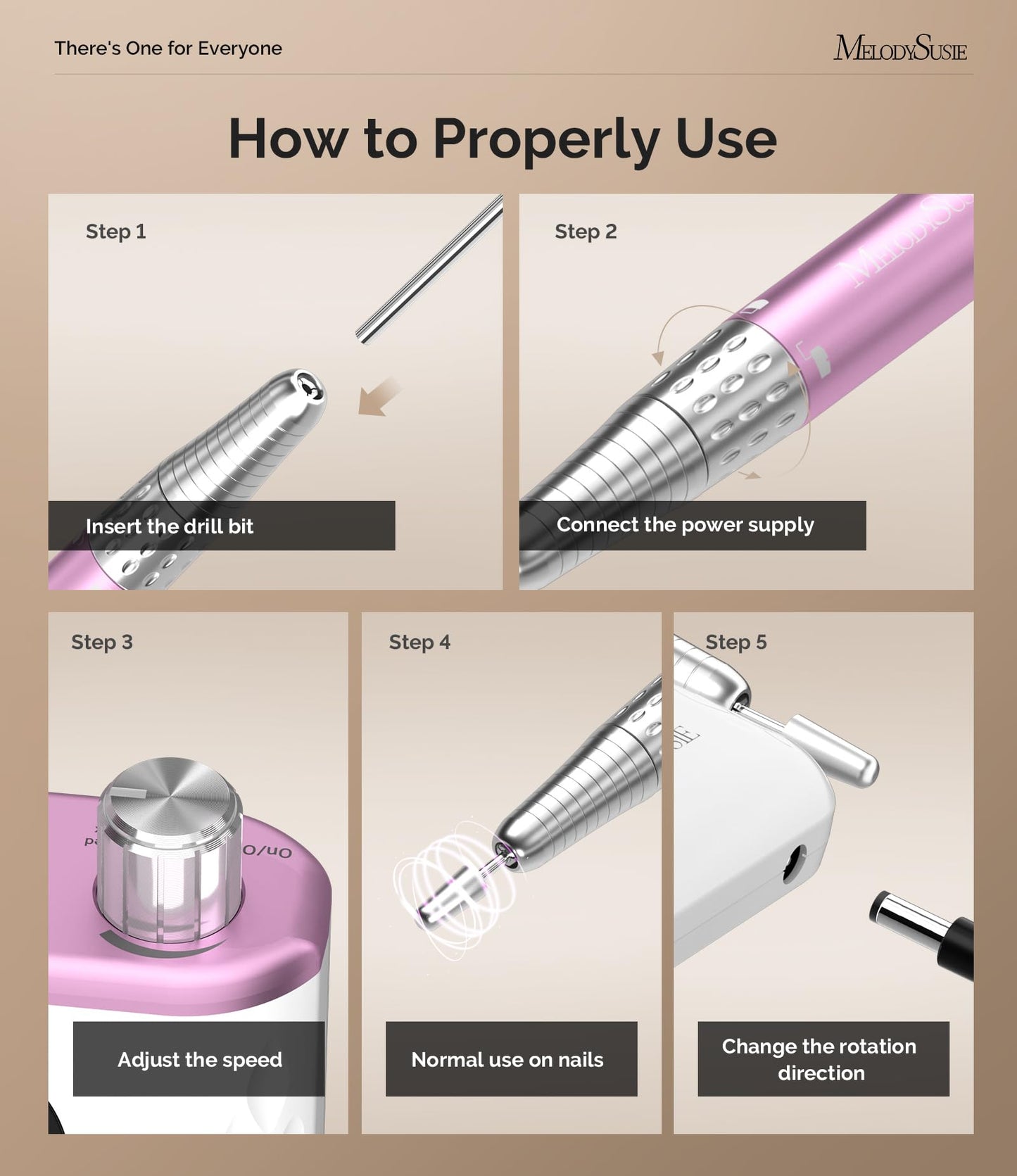 MelodySusie Nail Drill Professional 35000 RPM, Rechargeable Nail File for Nails Gel Polishing Removing, Fast Heat Dissipation & Low Noise, Portable E file for Manicure Pedicure at Home & Salon, MM400D