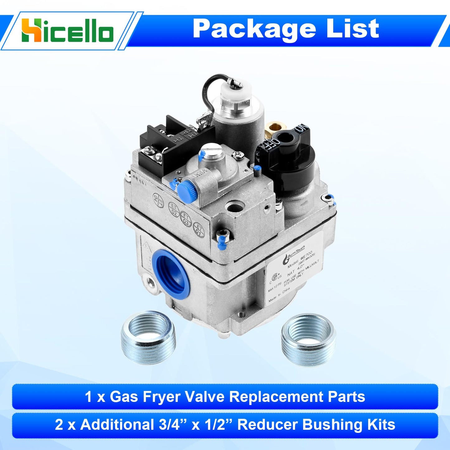 Hicello Gas Fryer Repair Parts - 700 Series Millivolt Gas Valve Parts Replacement for Robertshaw 700-506 Thermostat, Combination Furnace Gas Valve