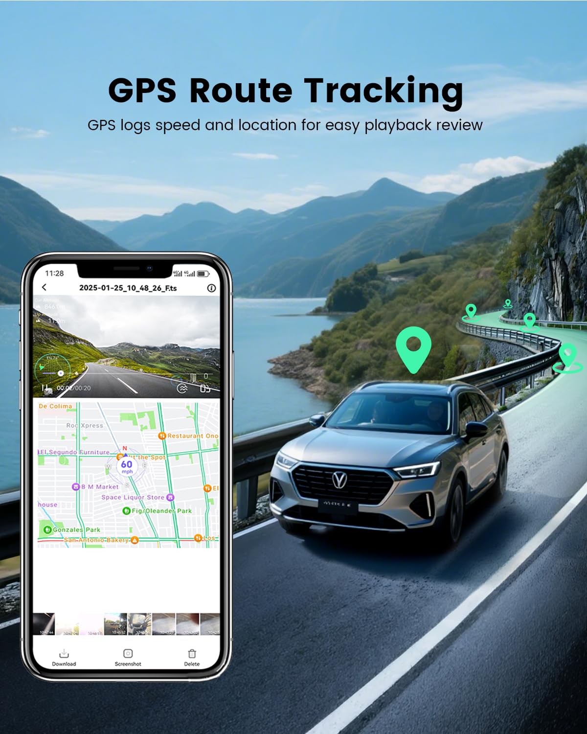 COOLCRAZY Dash Cam Front Rear: 4K+1080P Full HD Dashcam Free 64GB Card, with 5G WiFi GPS, Dual Dash Camera for Cars with 3" IPS Screen, Night Vision, HDR, App Control, 24H Parking Mode, Loop Record