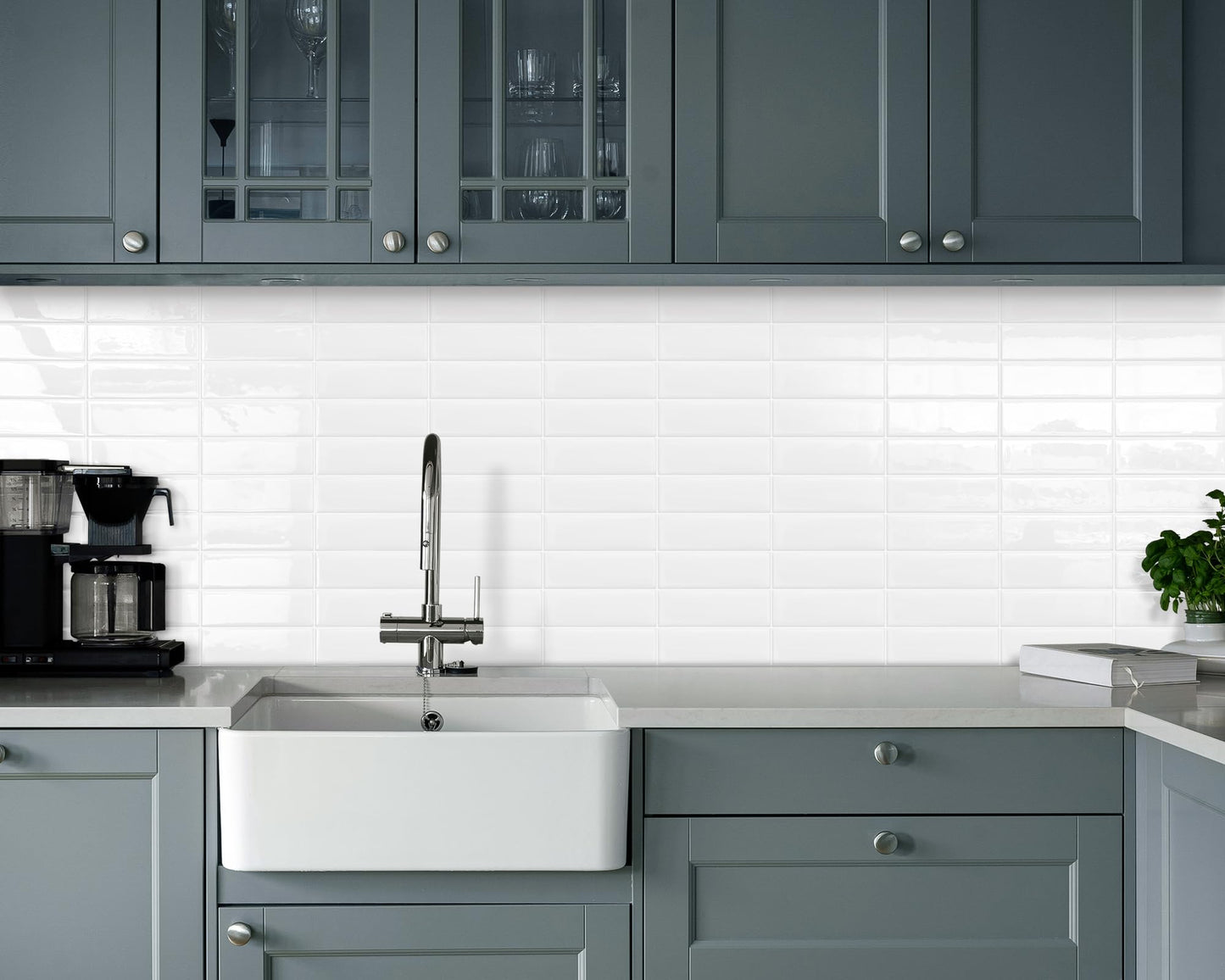 Tiwoos Plain White Peel and Stick Backsplash Tile Rectangle Subway Self Adhesive Wall Tiles for Kitchen (10-Sheet,12"x12")
