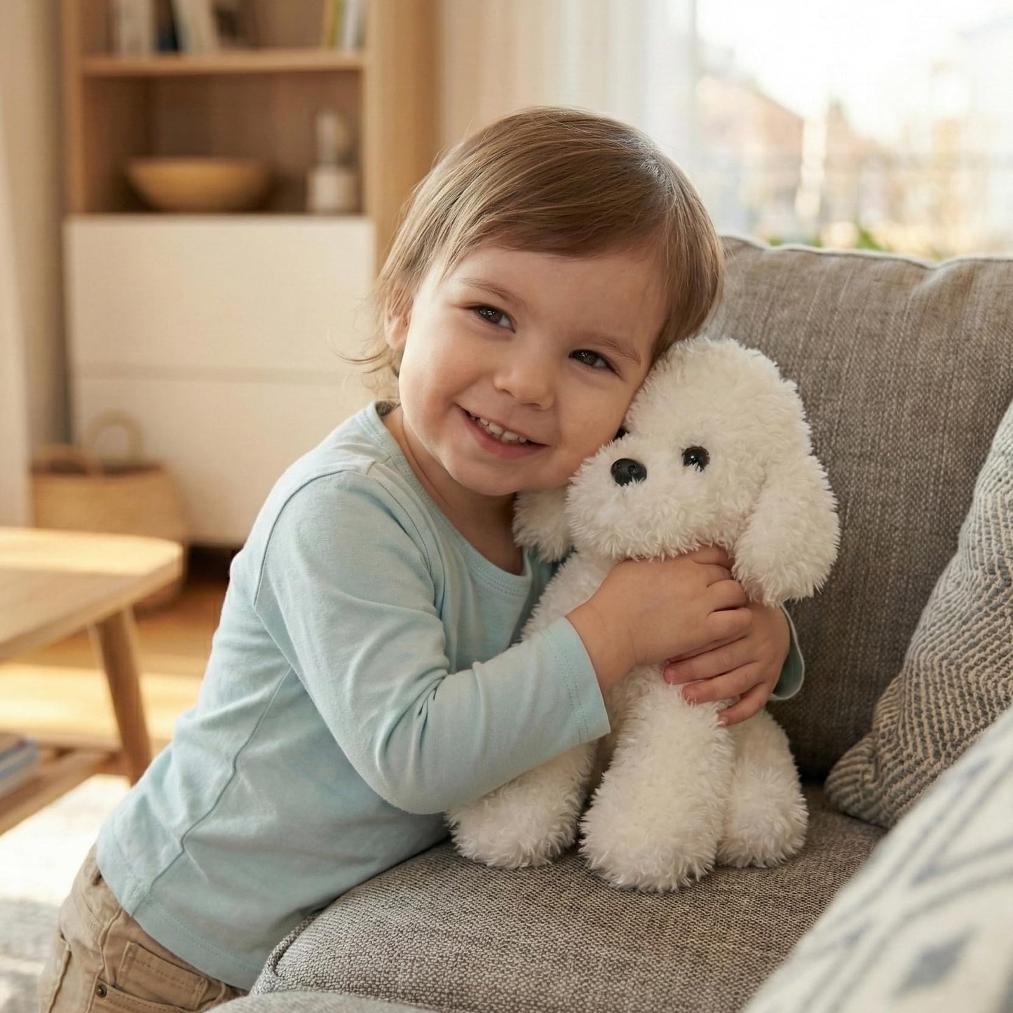 WEIGEDU White Toy Poodle Stuffed Animal - Bichon Frise/Maltese/White Labradoodle Plush Toy for Kids and Babies, 32cm