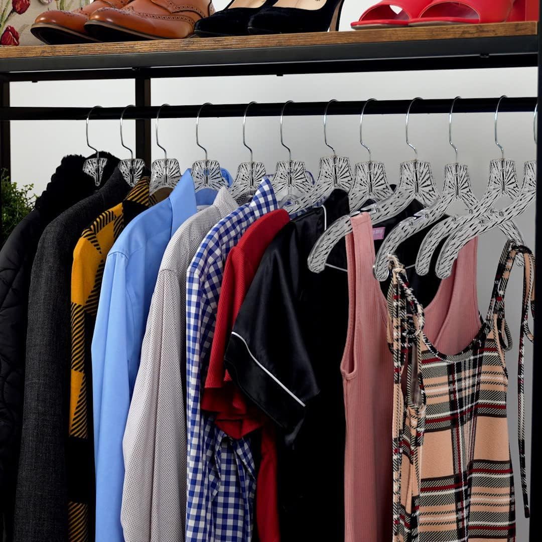 Clothes Hangers Plastic Set of 25 Pack Heavy Duty Hanger Dresses, T-Shirts Shirt Dress Blouse Hangers for Closet Organization Crystal Hangers Women and Men Coat Hanger