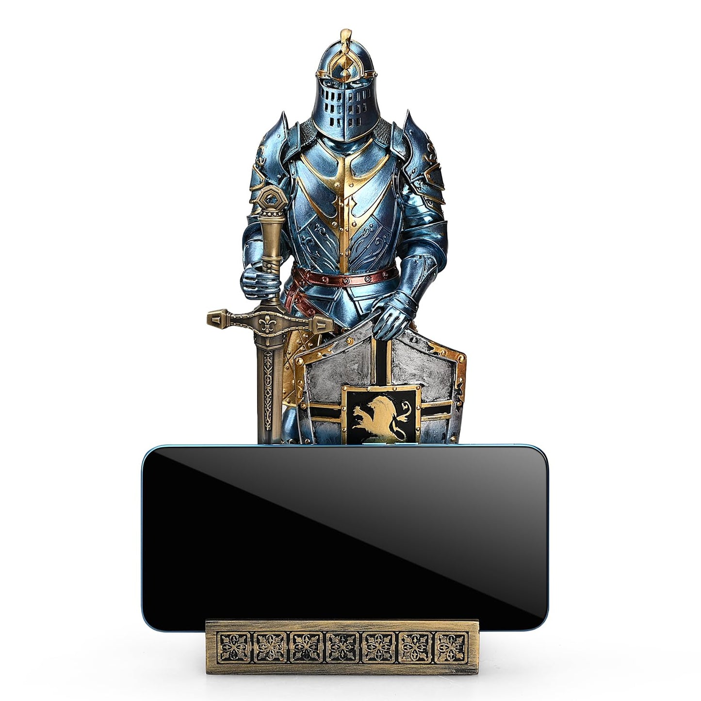 HDMbigmi King's Guard Ornament Knight Statue for Desk, Desktop Accessories Pen Holder Pen Stand Paperweight for Office and Home (Blue)