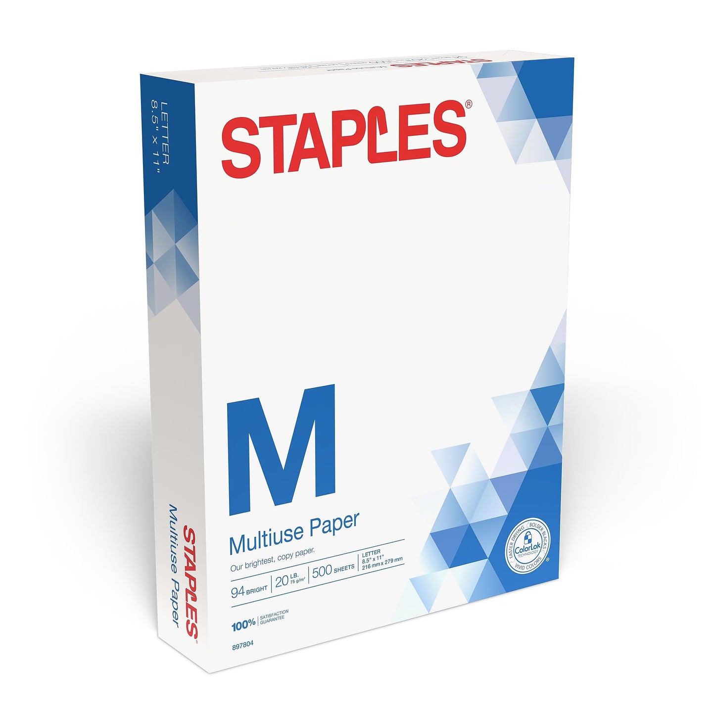 Staples Multiuse 8.5-Inch X 11-Inch Copy Paper 20 Lbs 94 Brightness 500/Rm 5 Rm/Ct