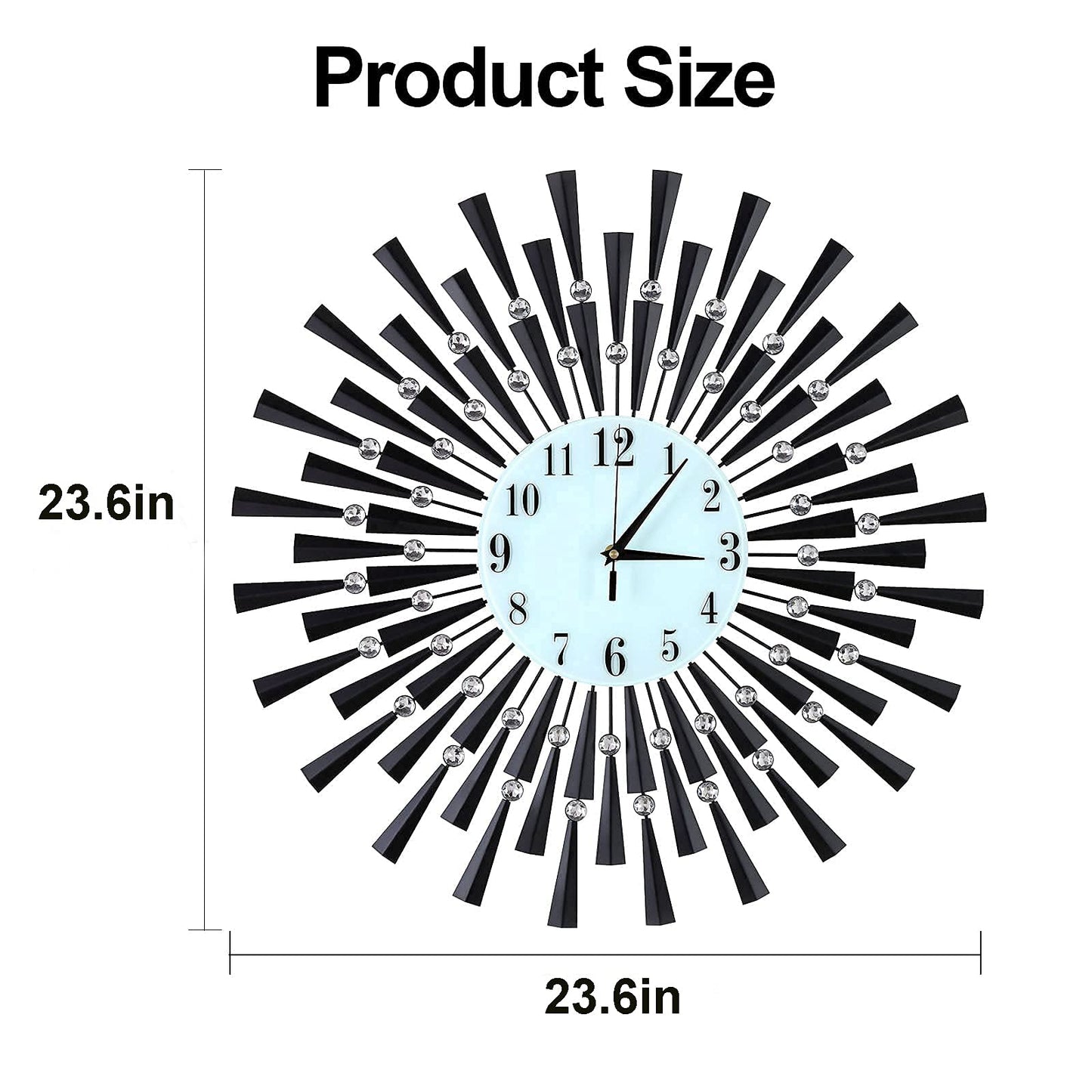 JUGV Large Wall Clock Decorative Wall Clocks 3D Non-Ticking Silent Quartz Clocks with Arabic Numerals for Living Room Home Kitchen Decor