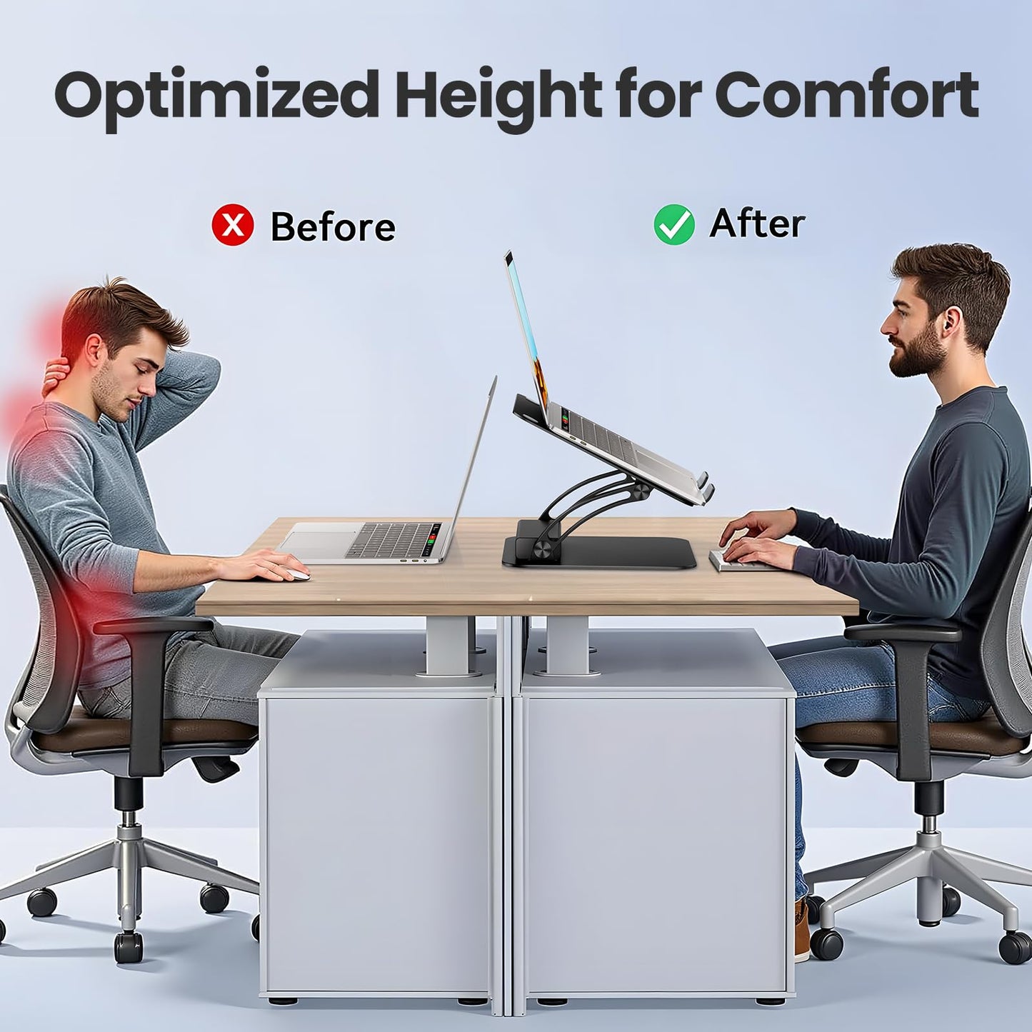 tounee Laptop Stand with Detachable USB-C Hub, 100W PD Charging, 4K@60Hz HDMI, 3 USB Ports, Ergonomic Laptop Holder Docking Station for 10-17" Laptops, MacBook & More (Black)