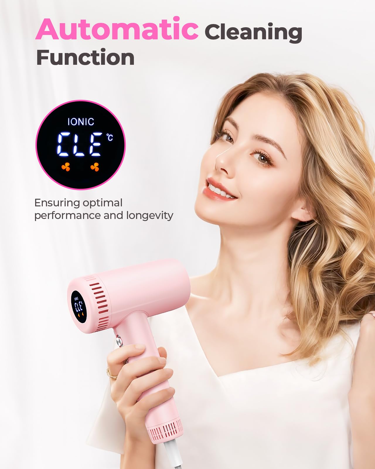 Hair Dryers for Women - 9 Temps Set Ionic Blow Dryer -160,000 RPM High Speed Fast Drying 1 Min, Professional Hairdryer for Smooth, 500 Million Negative Ions, Lightweight 0.8lb for Travel, Auto Clean