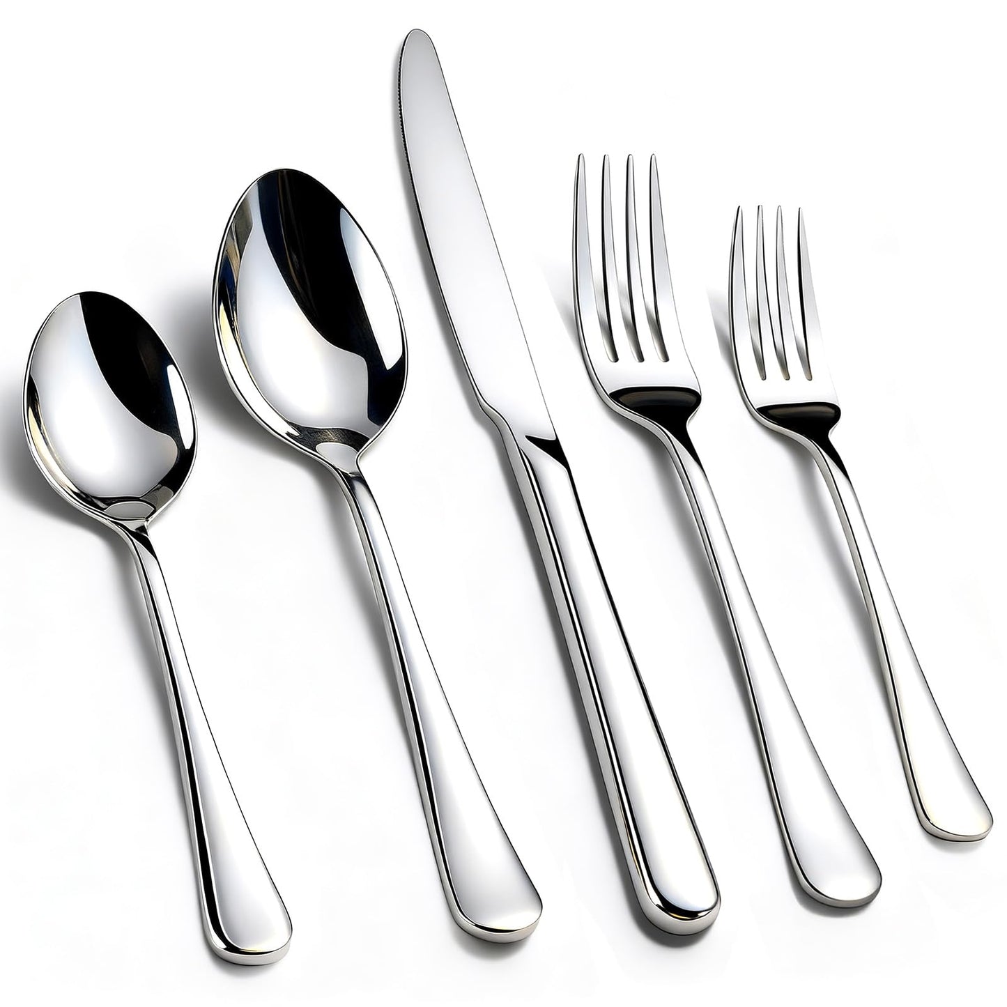 KIKCOIN 60 Pack Silverware Set for 12, Heavy Duty Stainless Steel Flatware Set, Mirror Polished Cutlery Utensils Set Includes Forks and Spoons Set for Home Kitchen Restaurant Wedding