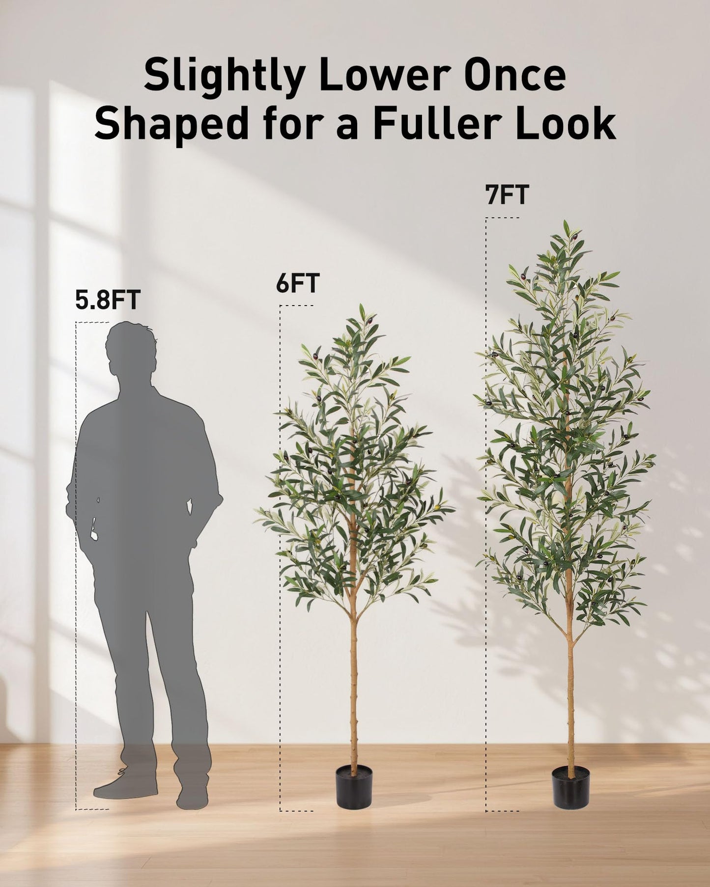 FLOWORLD 6FT Olive Trees Artificial Indoor, Tall Fake Olive Tree (72in) with Realistic Leaves and Olives, Sturdy Weighted Base,Large Faux Plants for Home Office, Living Room, Outdoor