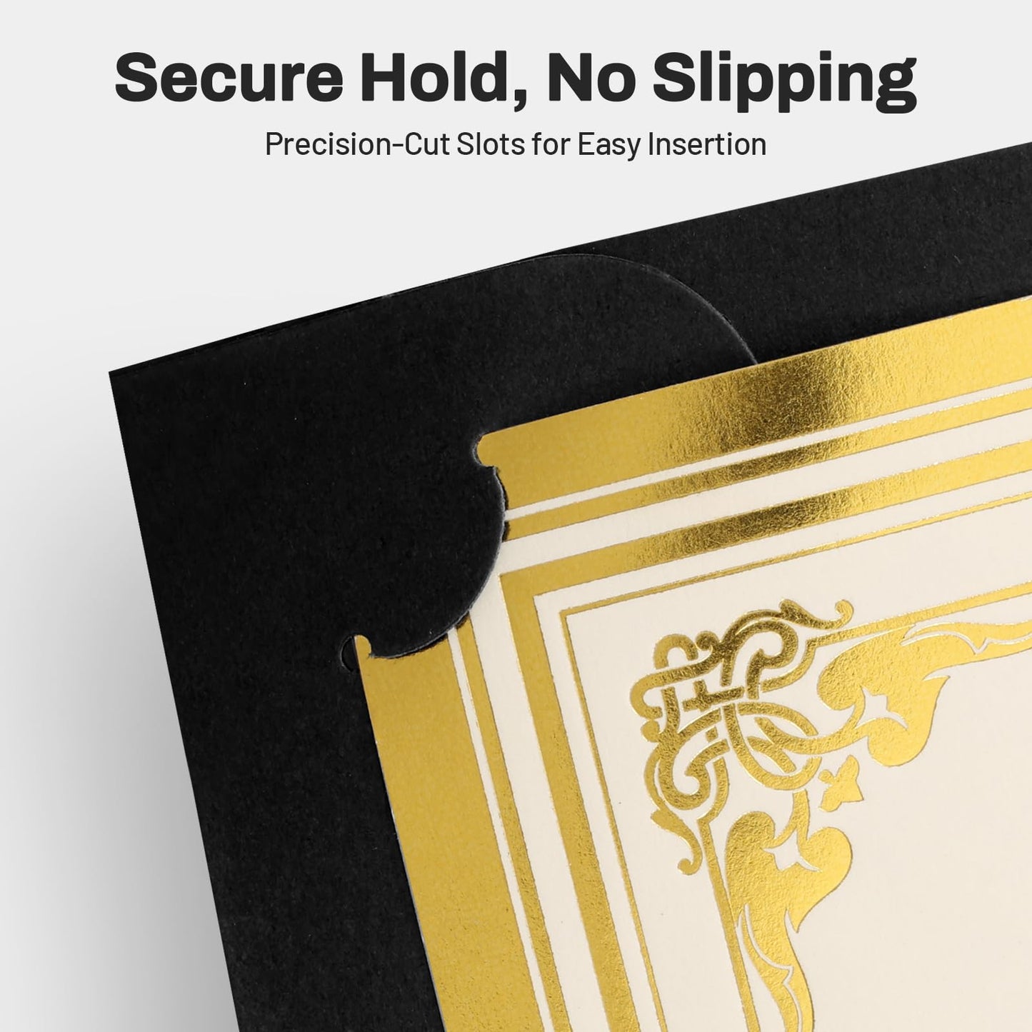 SUNEE Certificate Holders(Black, 50 Packs), Diploma Covers Gold Foil Border, for Letter Size 8.5x11 Certificates, Cardstock, Document Papers